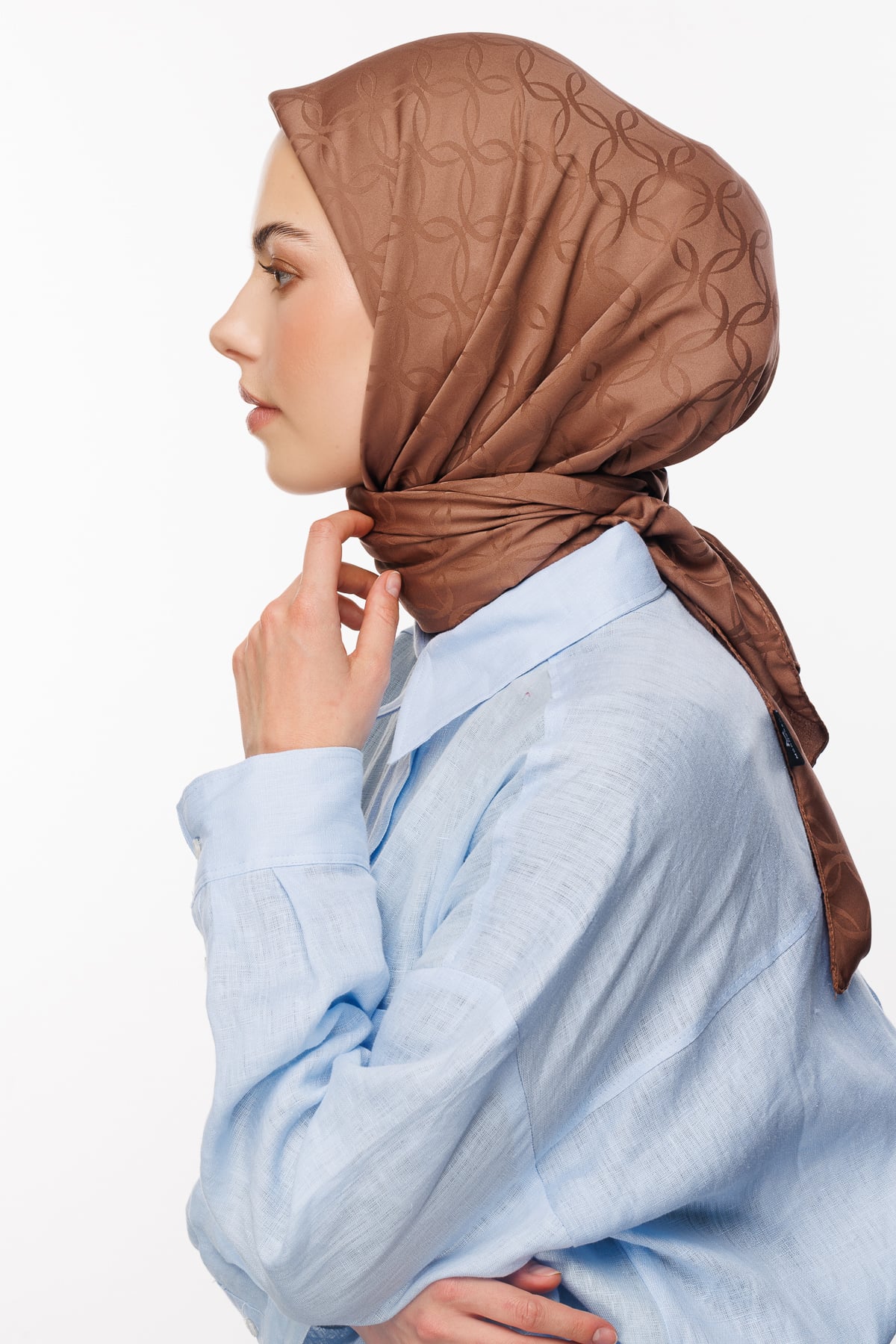 London Pattern Silky Jacquard Scarf - Yalı