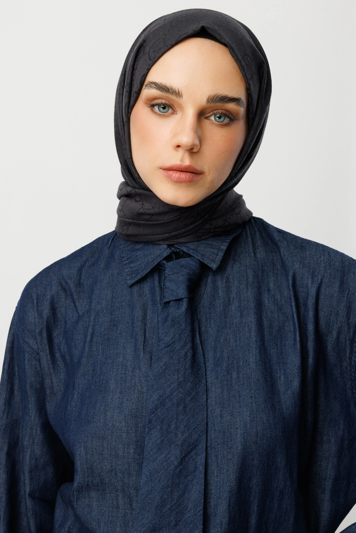 Toptan Yün İpek Şal - Kot Mavi