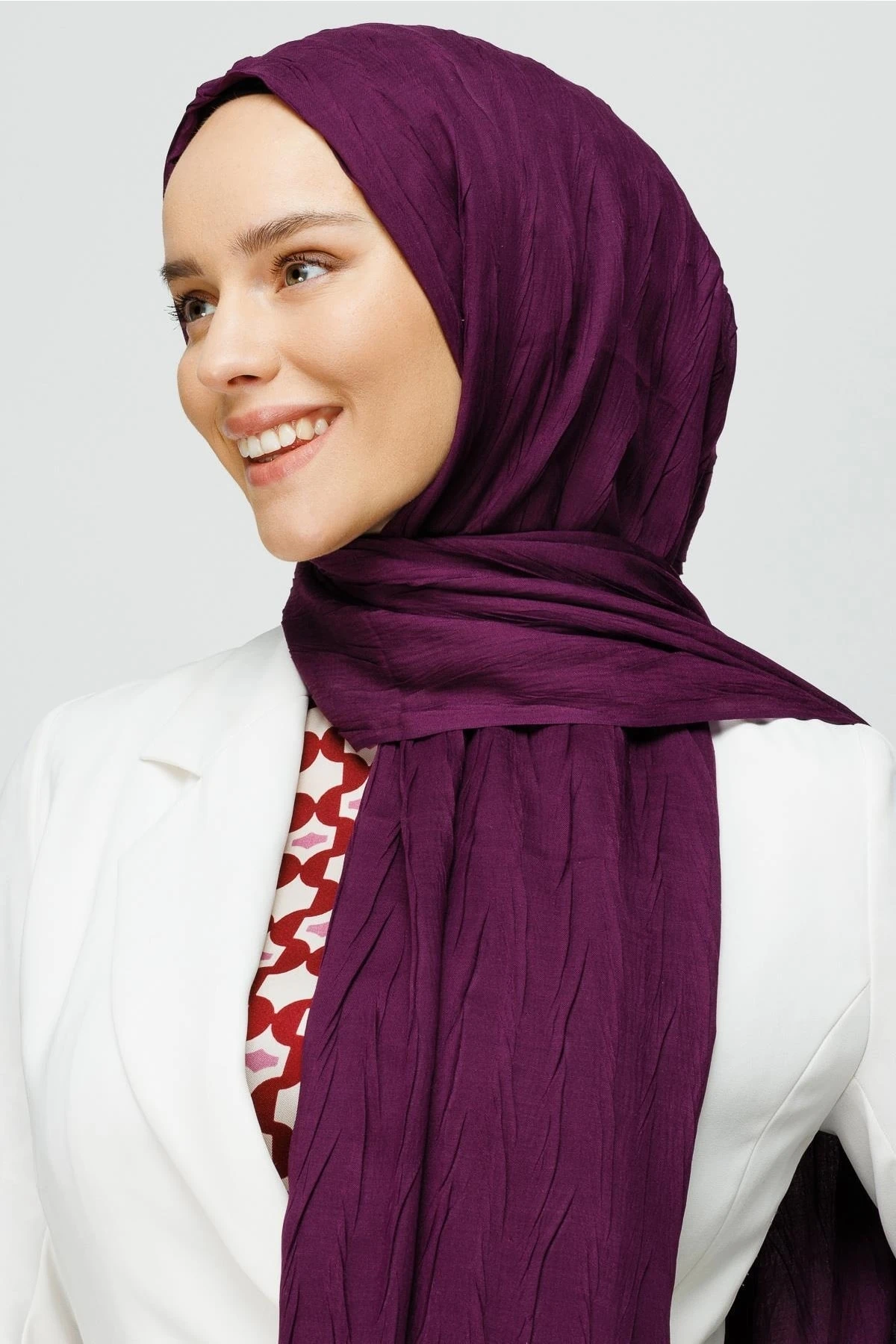 Pleated Bamboo Shawl - Purple