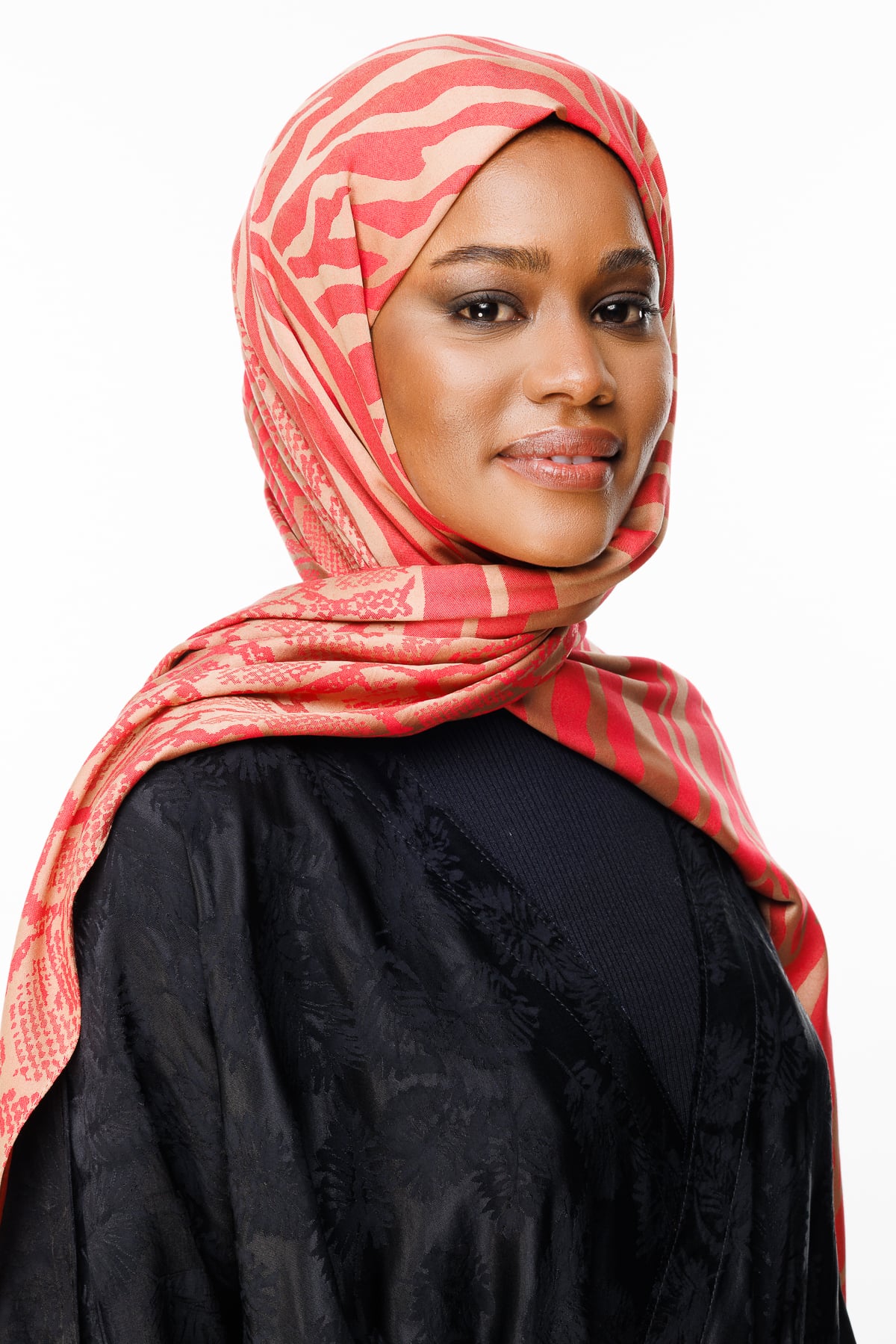 Riad-Pattern Reversible Shawl - Mink-Red