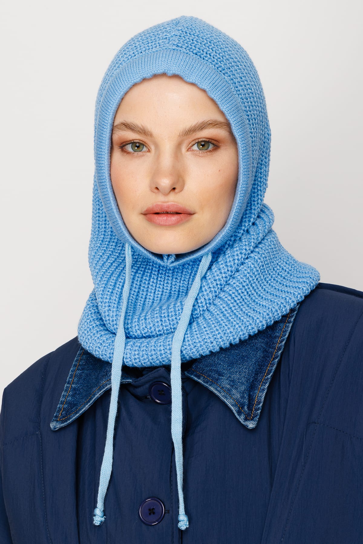 Toptan Balaclava Triko Başlık - Bebek Mavisi