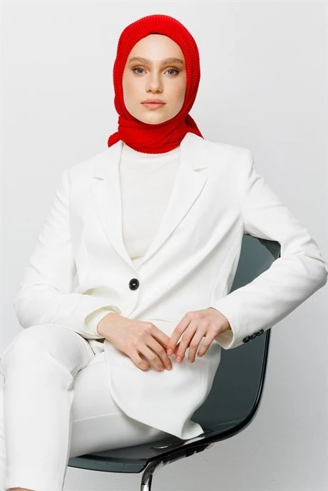 Toptan Pilise Eşarp - Kırmızı