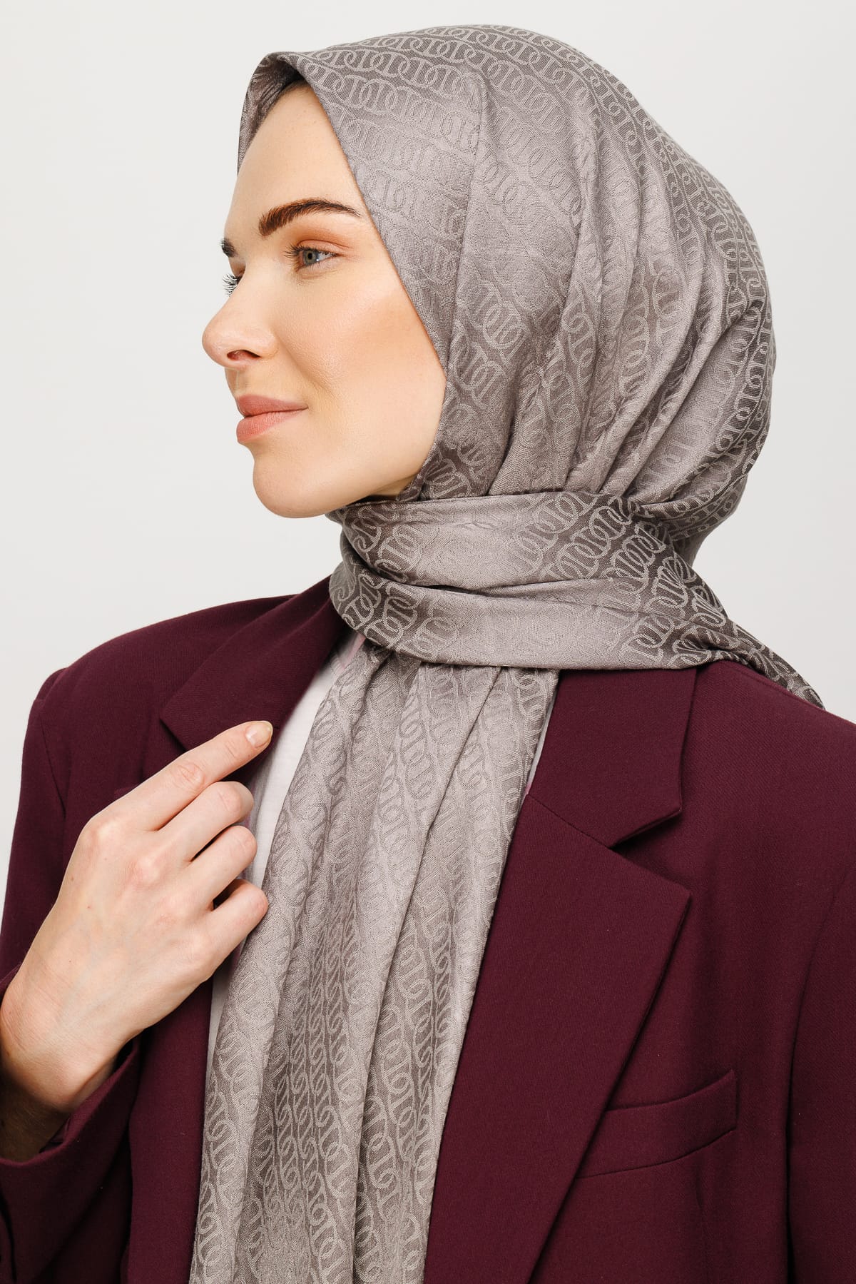 Wholesale Forever Pattern Shiny Jacquard Shawl - Duman