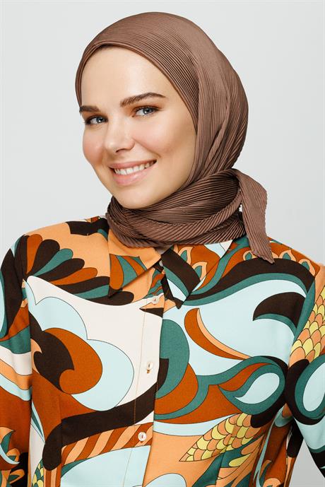 Pleated Scarf - Dark Mink