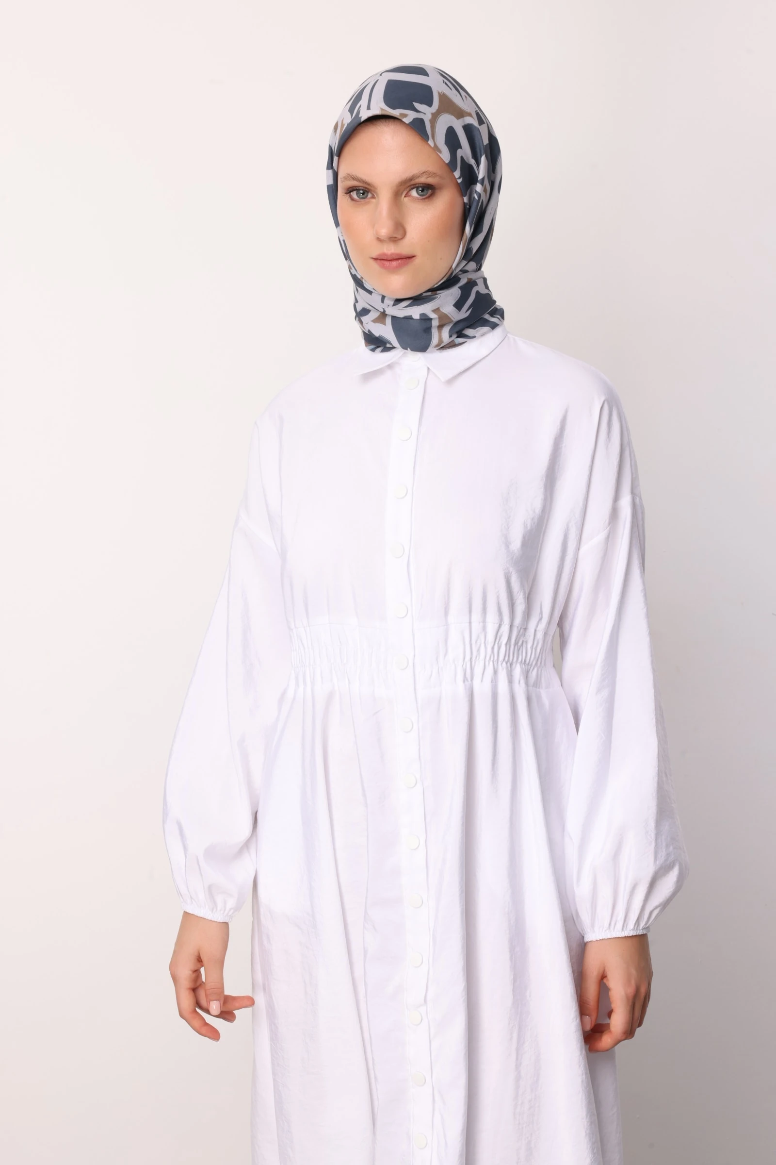 Zyra Patterned Cotton Scarf - Slate