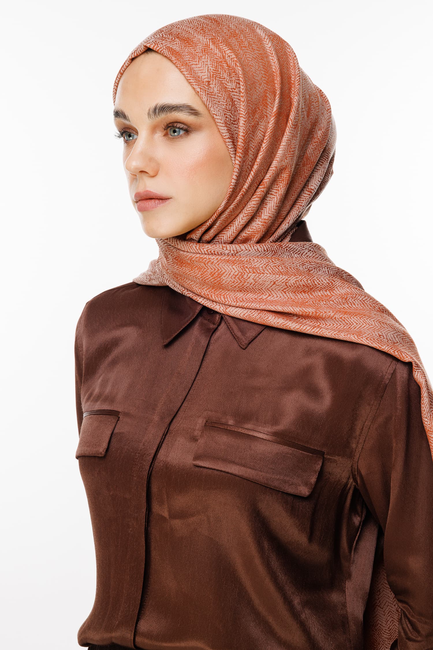 Toptan Sahra Desen Çift Taraflı Şal - Tarçın-Bej