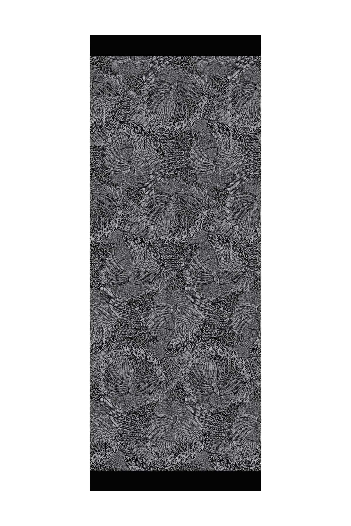 Toptan Mayra Desen Çift Taraflı Şal - Siyah-Siyah