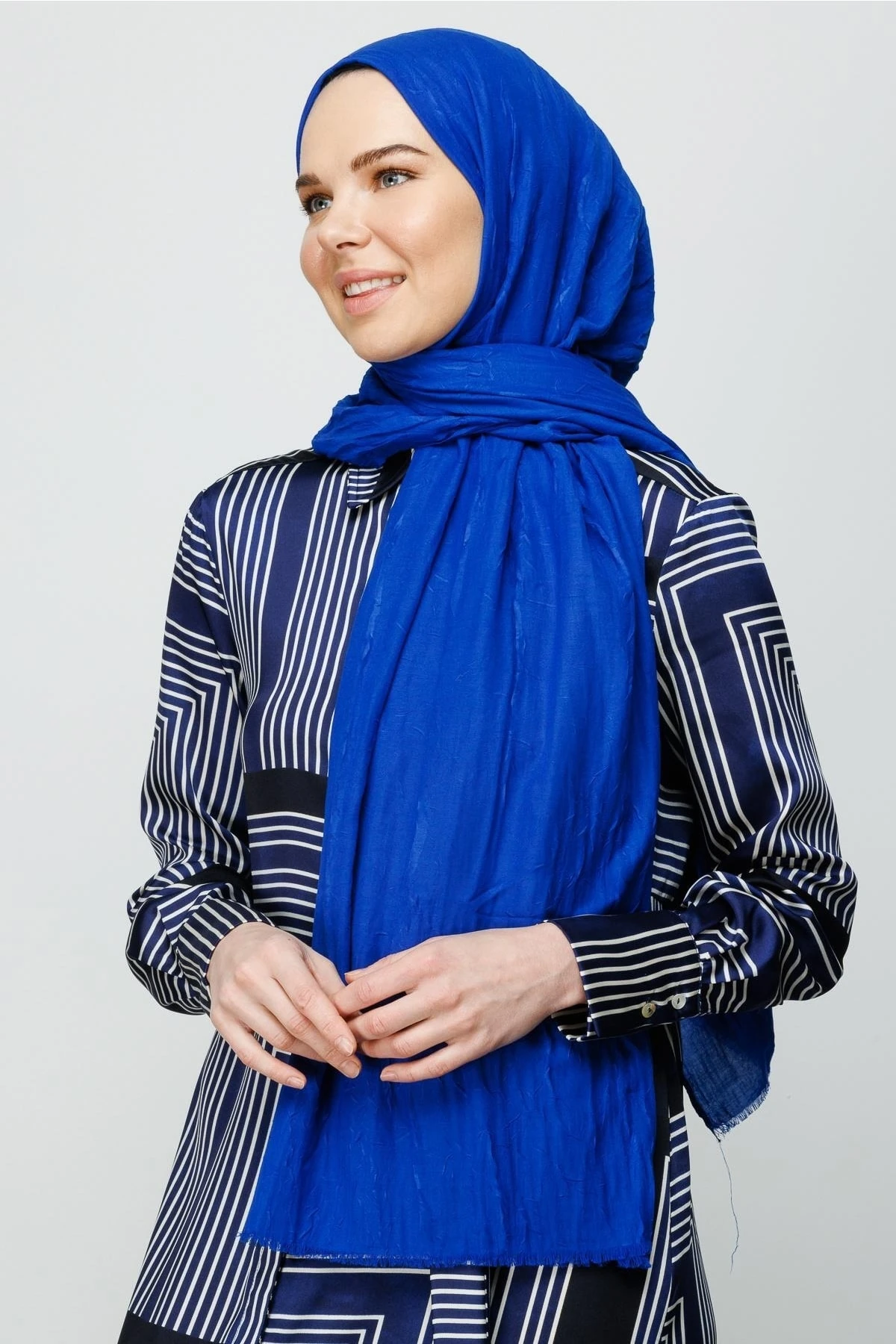 Toptan Bambu Şal - Saks Mavi