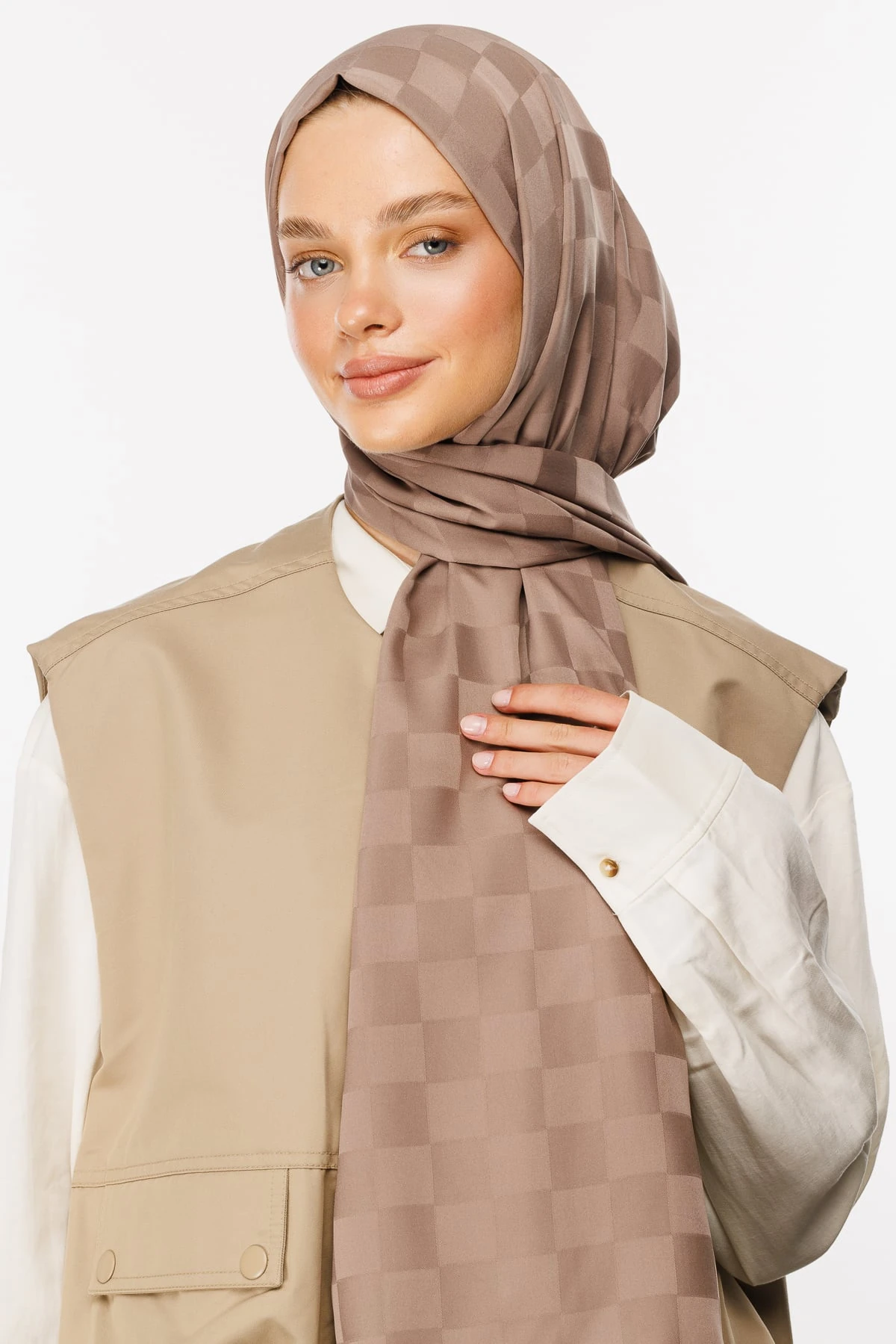 Toptan Dama Desen İpeksi Jakar Şal - Kanyon