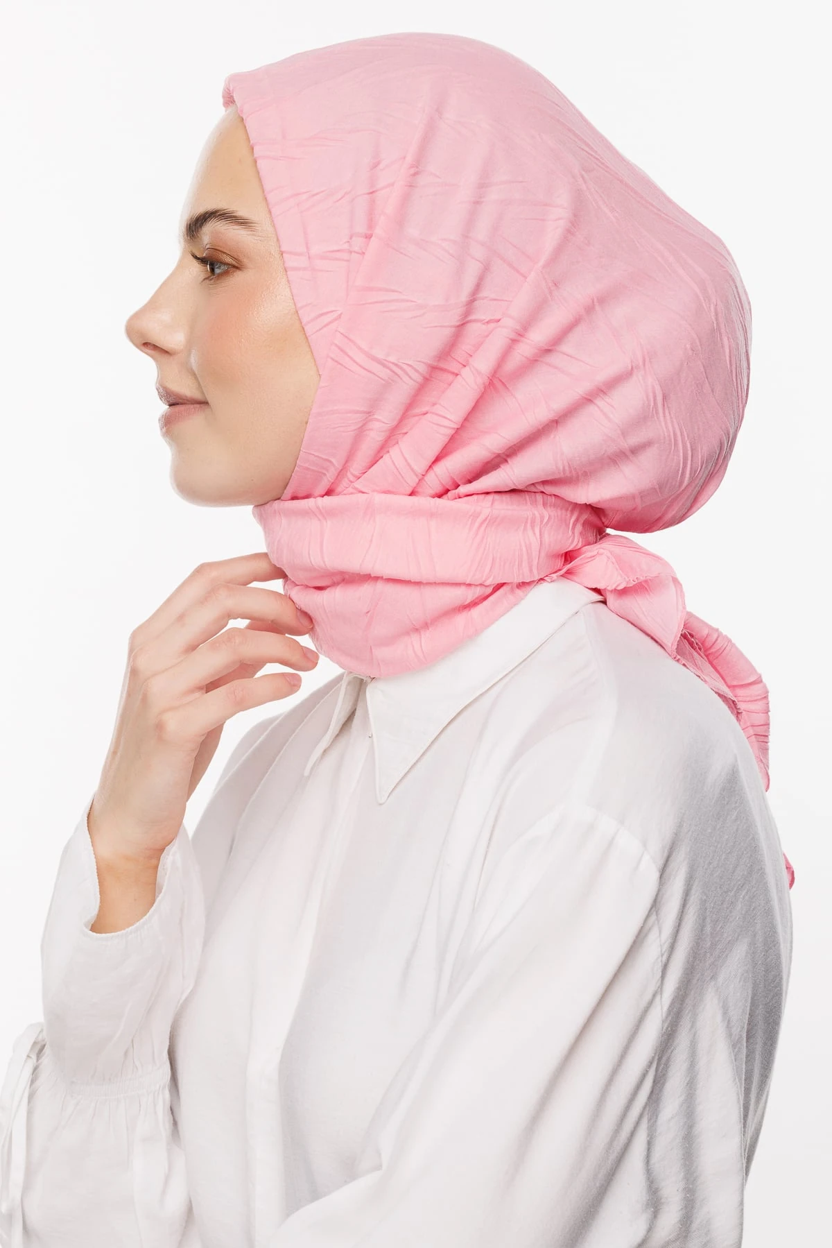 Toptan Piliseli Bambu Eşarp - Şeker Pembe