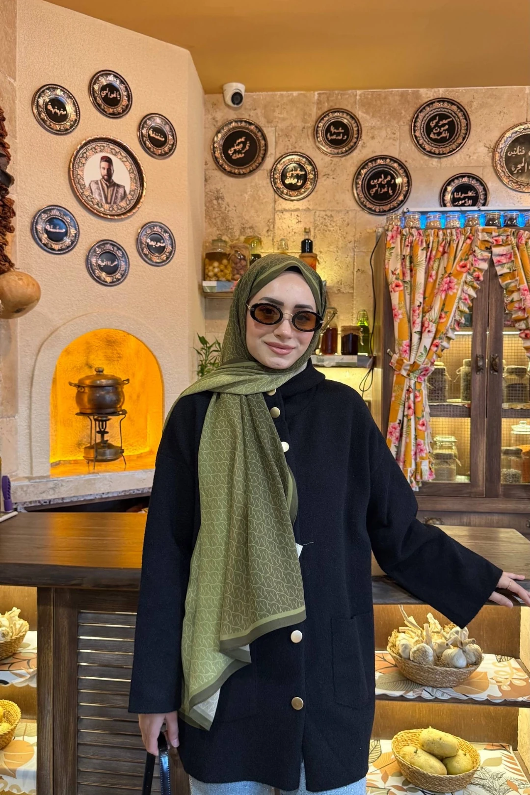 Wholesale Monogram Hebei Silk Shawl - Olive Green