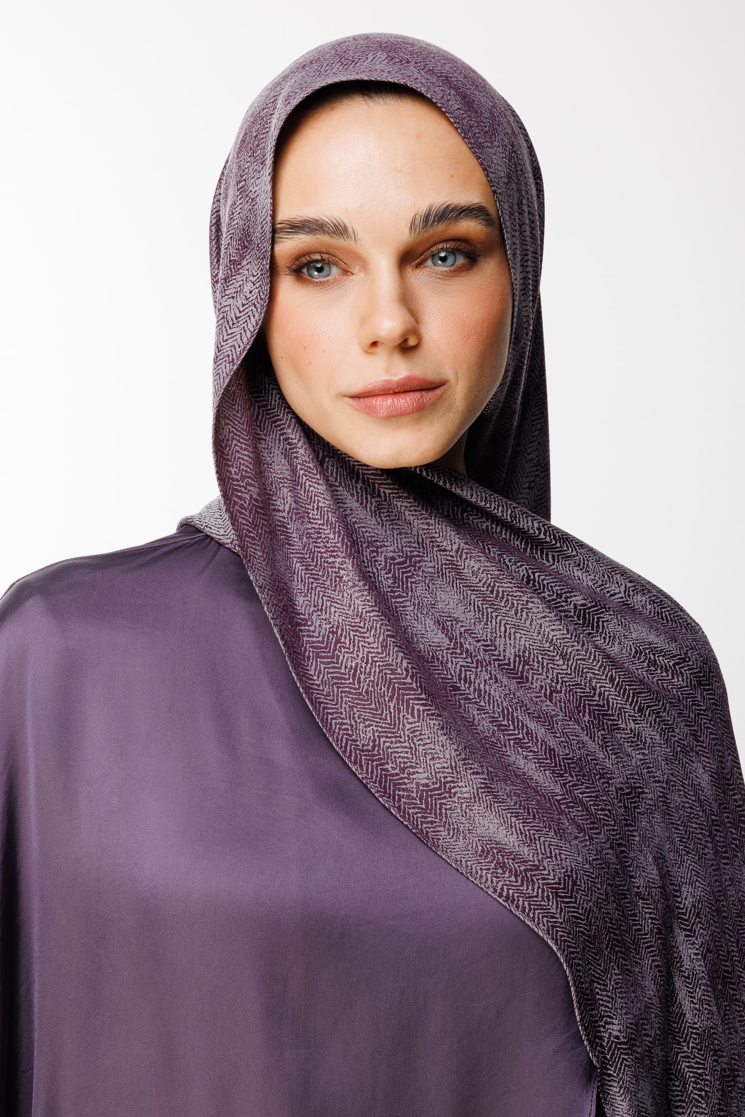 Toptan Sahra Desen Çift Taraflı Şal - Mor-Gri