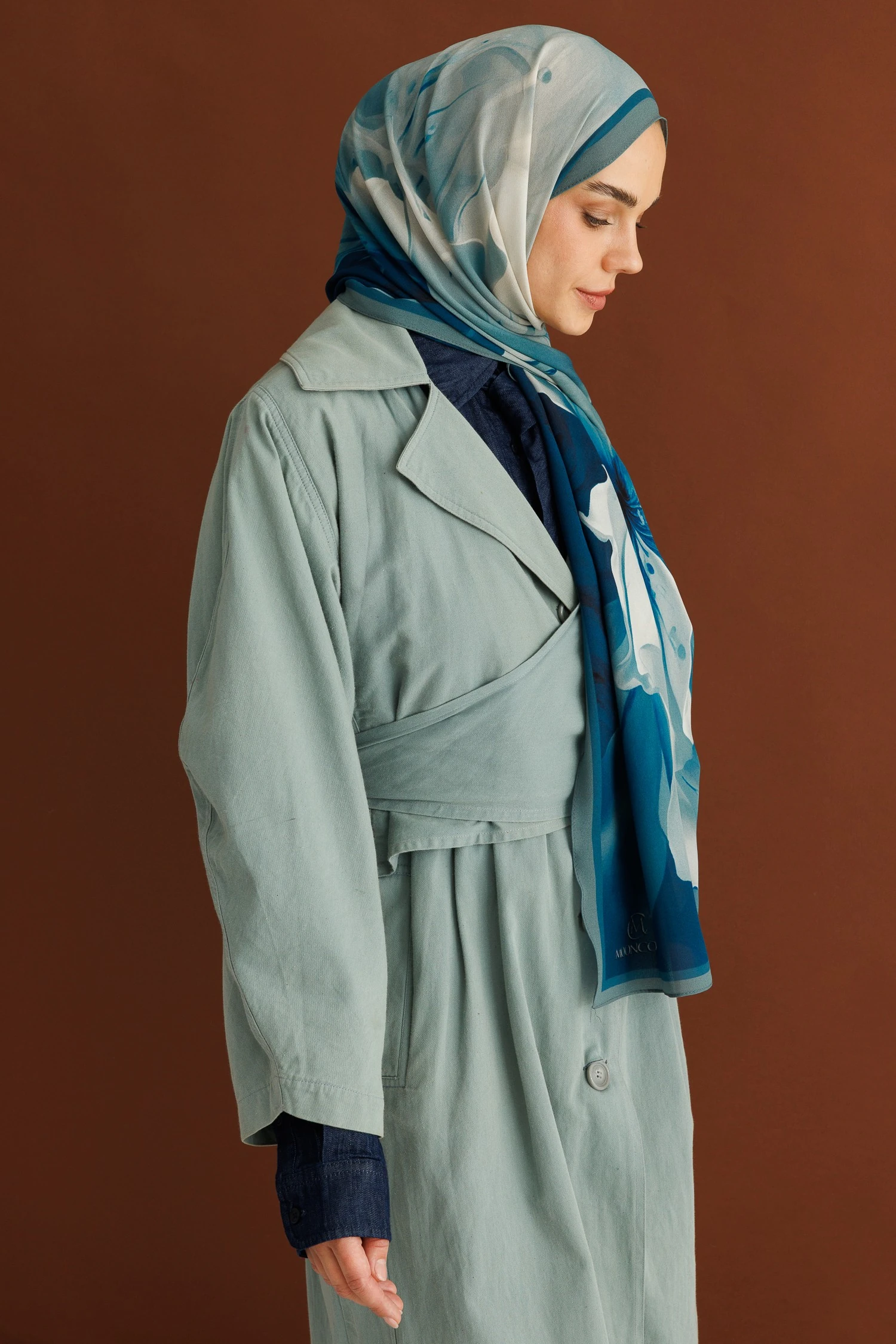 Toptan Pure Desen Hebei İpek Şal - Lacivert