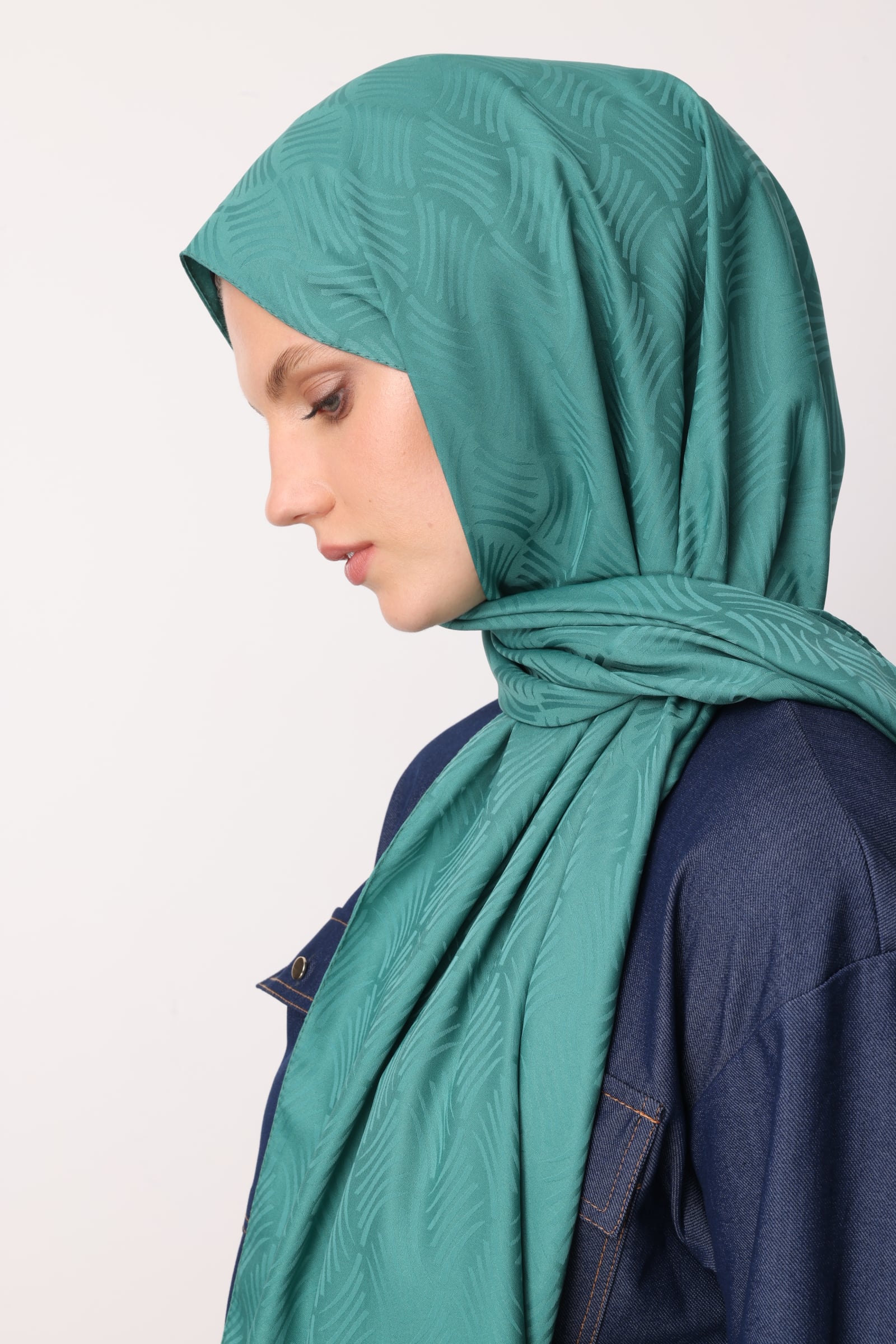 Aura Pattern Silk Jacquard Shawl - Mint Green