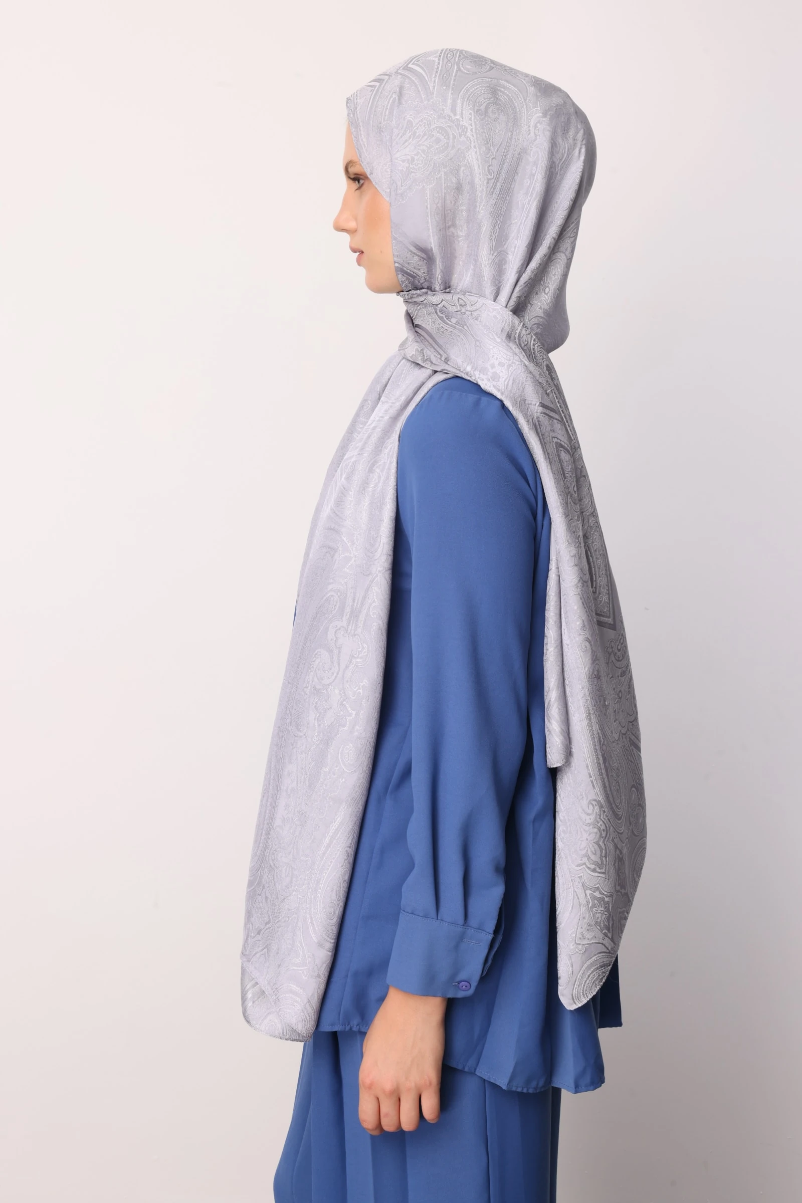 Toptan Liva Desen Shine Line Şal - Gri-Gri