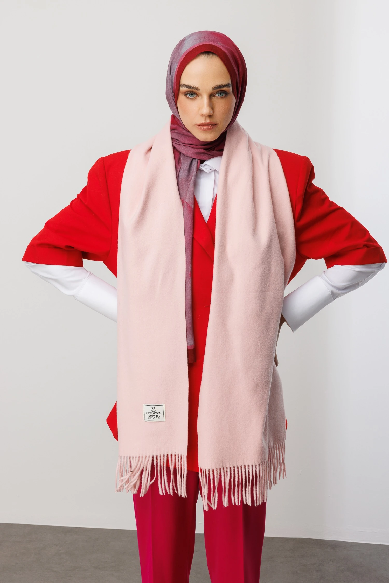 Toptan Yün Atkı - Pudra