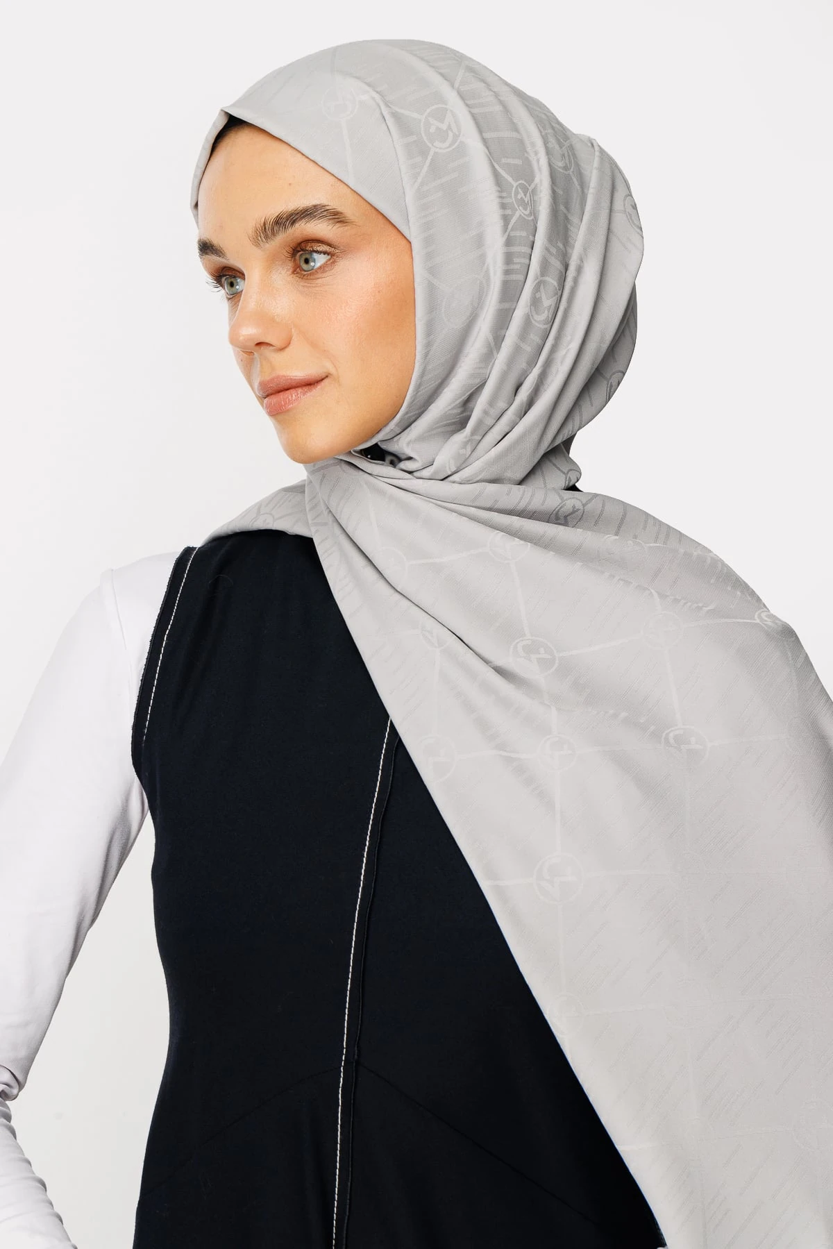 Toptan Moon Is Desen Jakar Şal - Gümüş