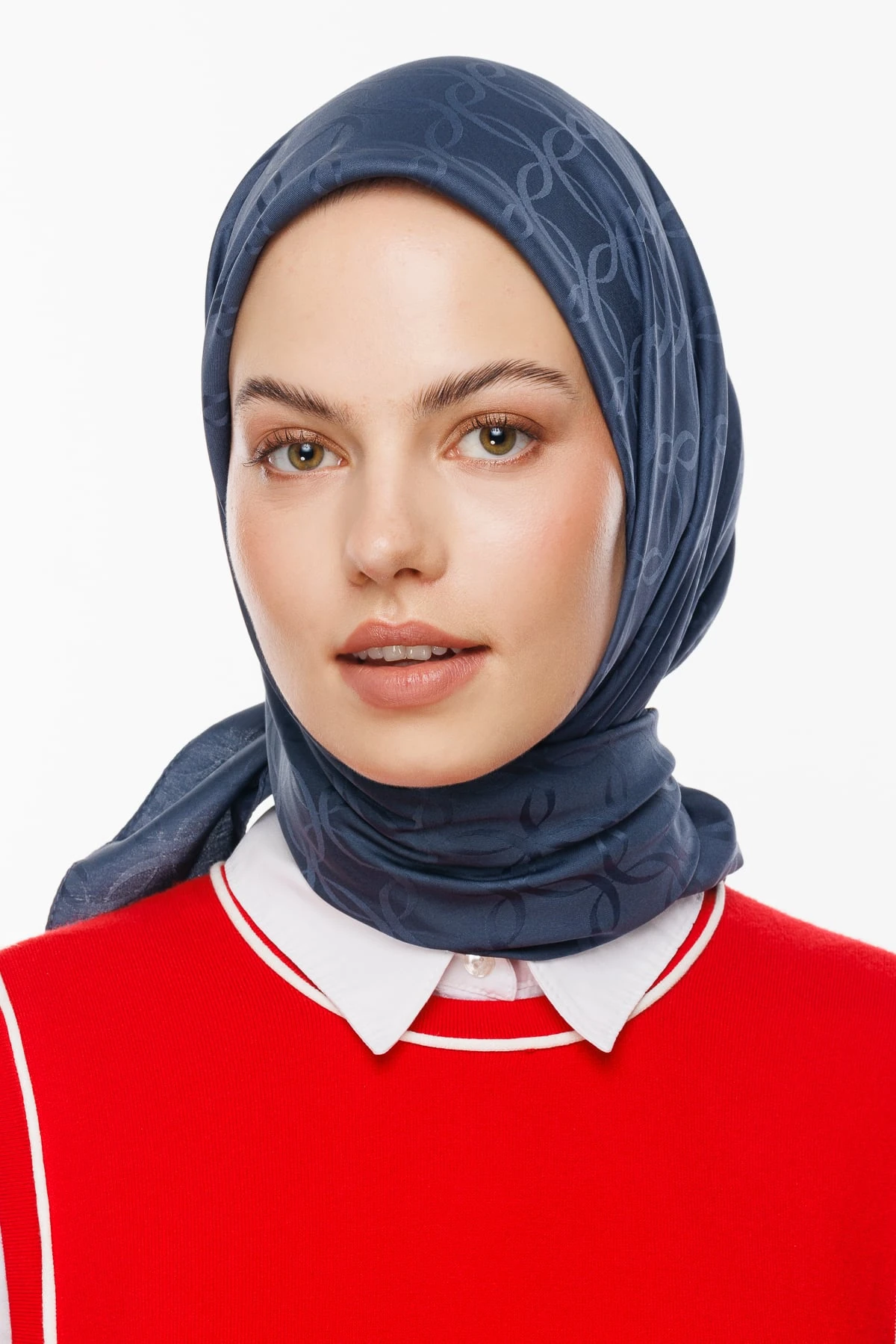 London Pattern Silky Jacquard Scarf - Anthracite