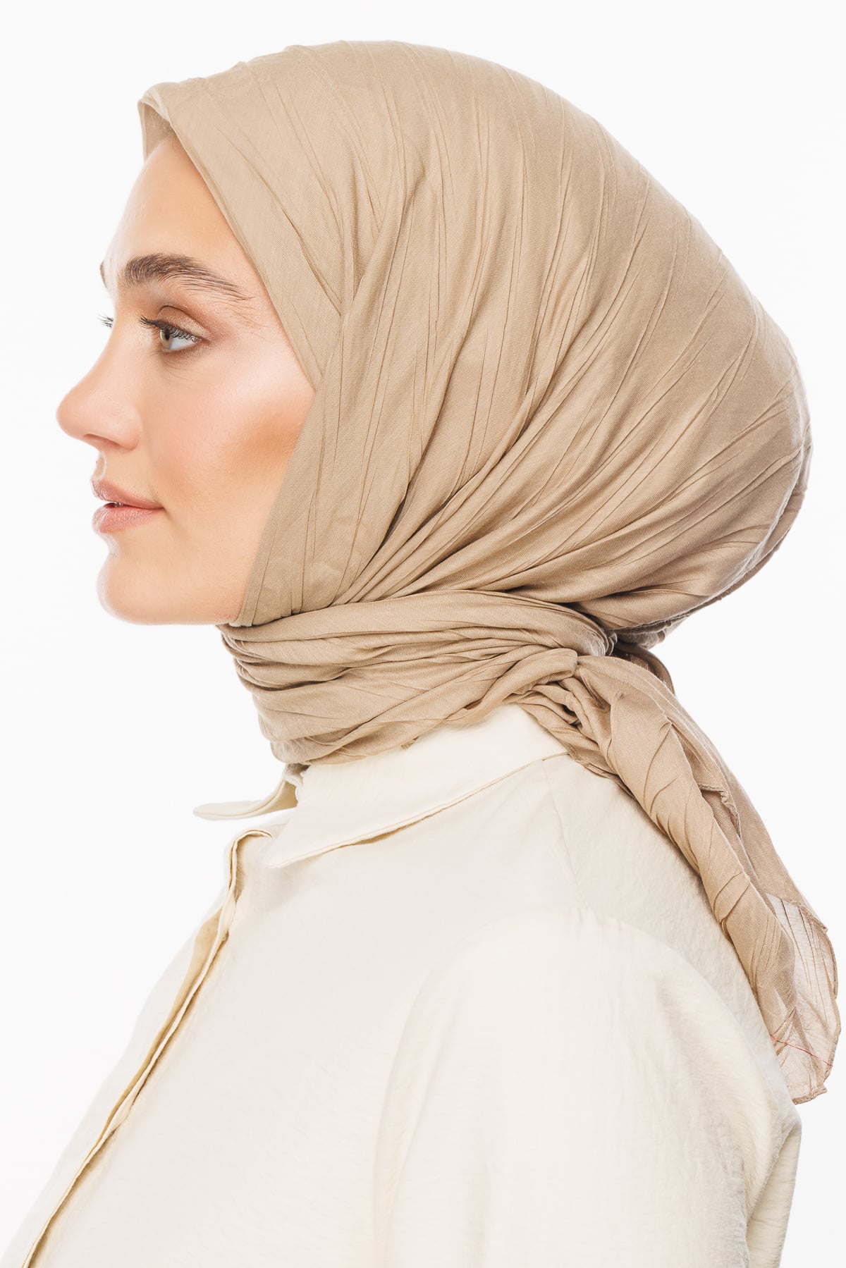 Toptan Piliseli Bambu Eşarp - Latte