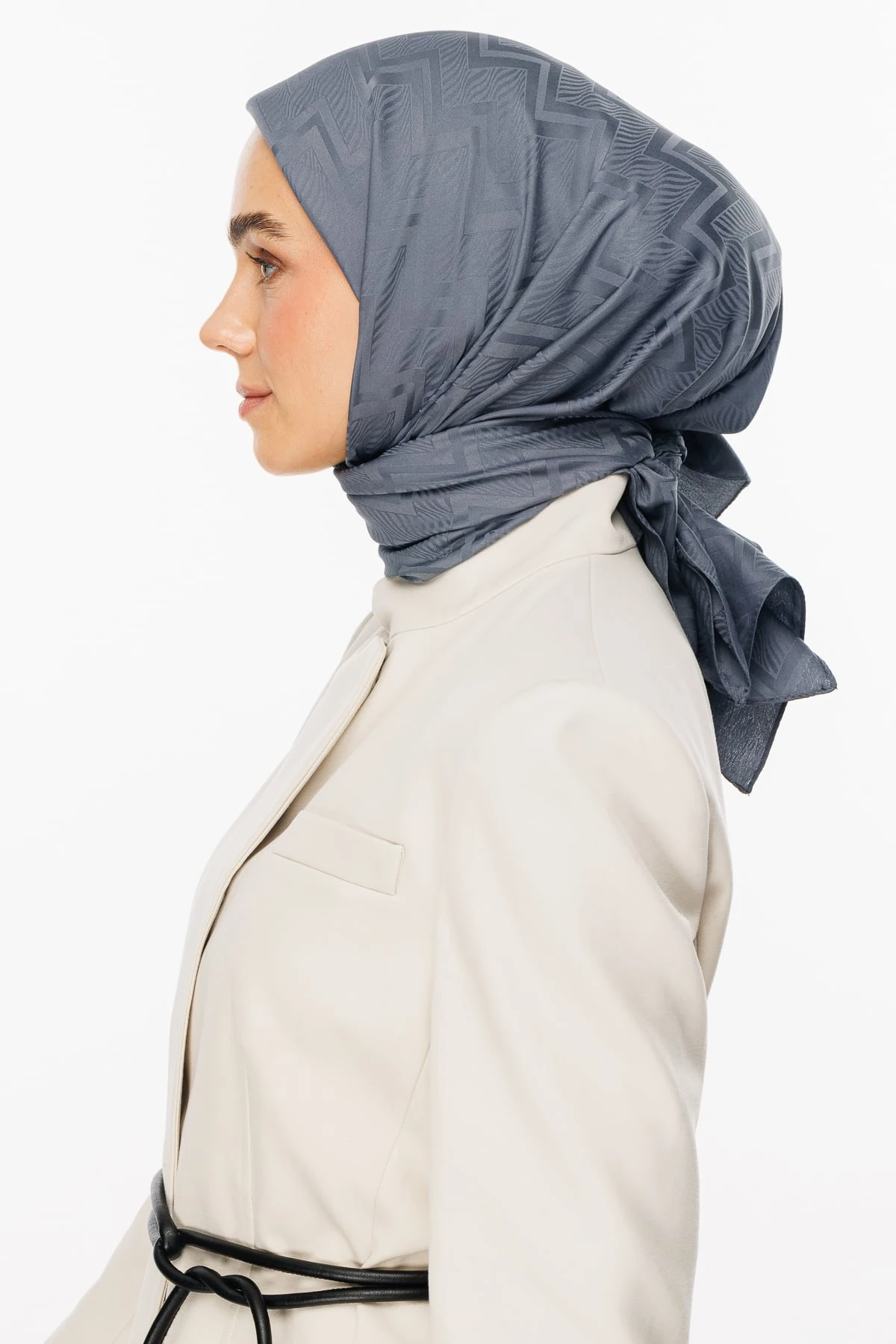 Viora Pattern Silky Jacquard Scarf - Fume