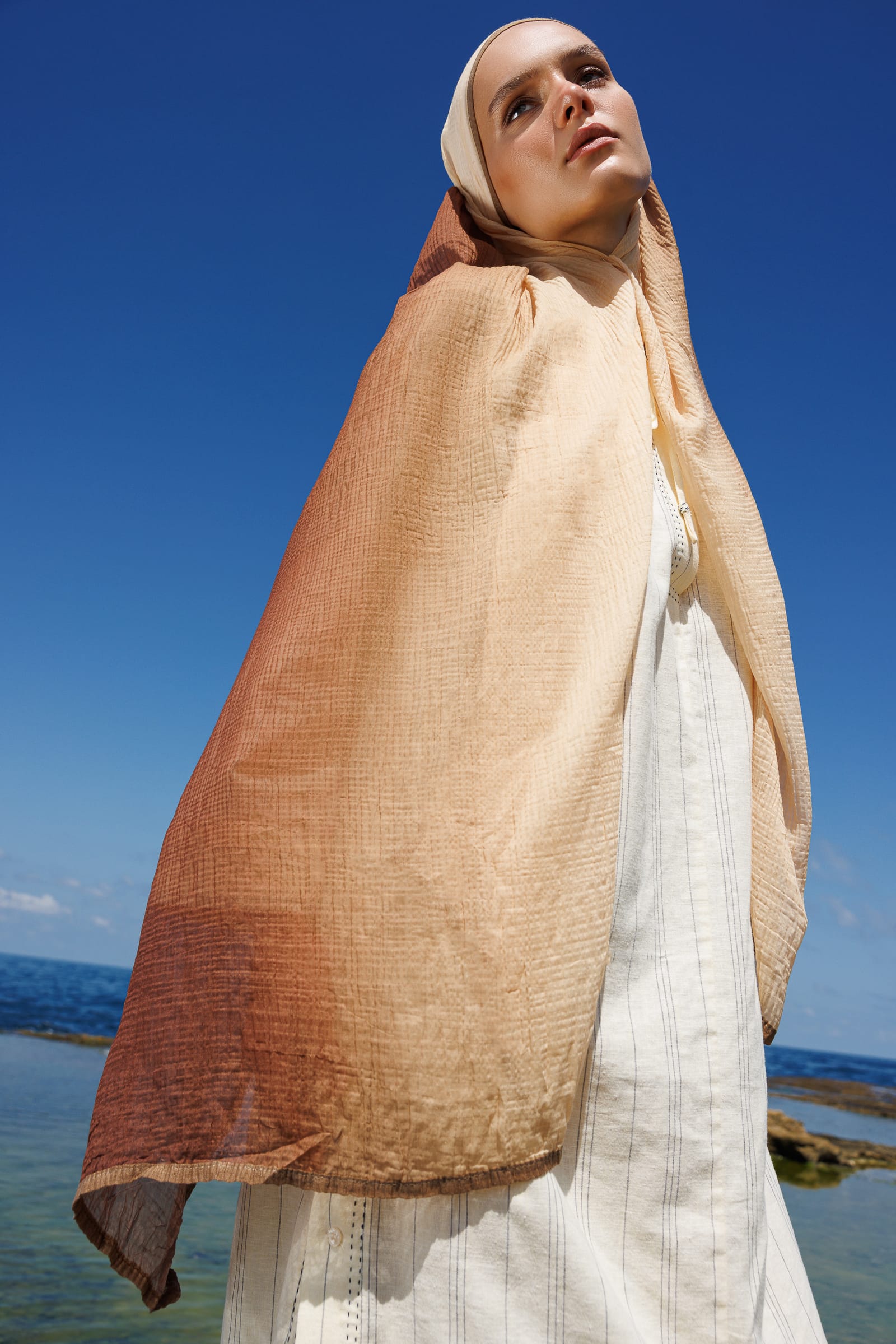 Toptan Degrade Müslin Şal - Karamel