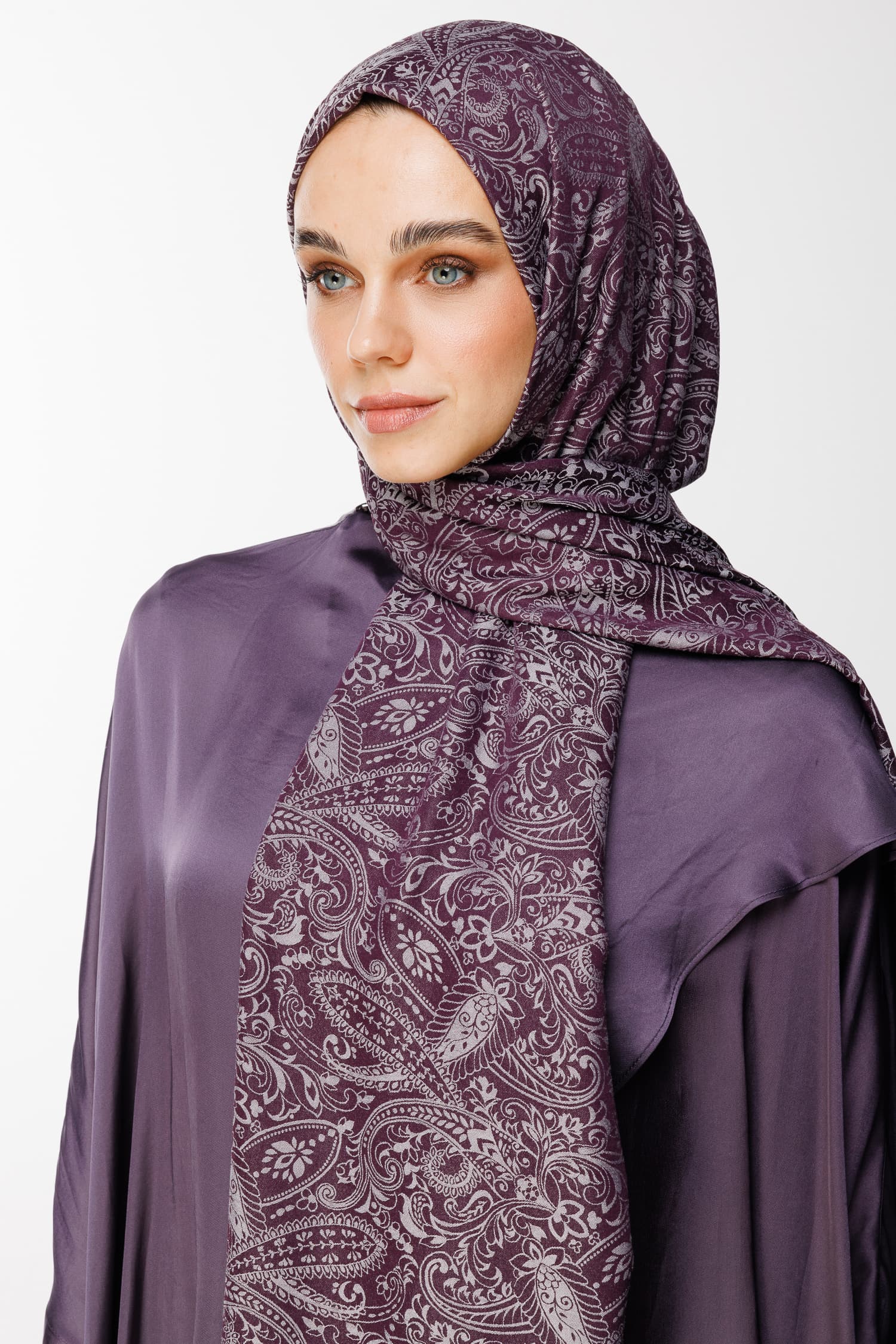 Velora-Pattern Reversible Shawl - Purple-Gray