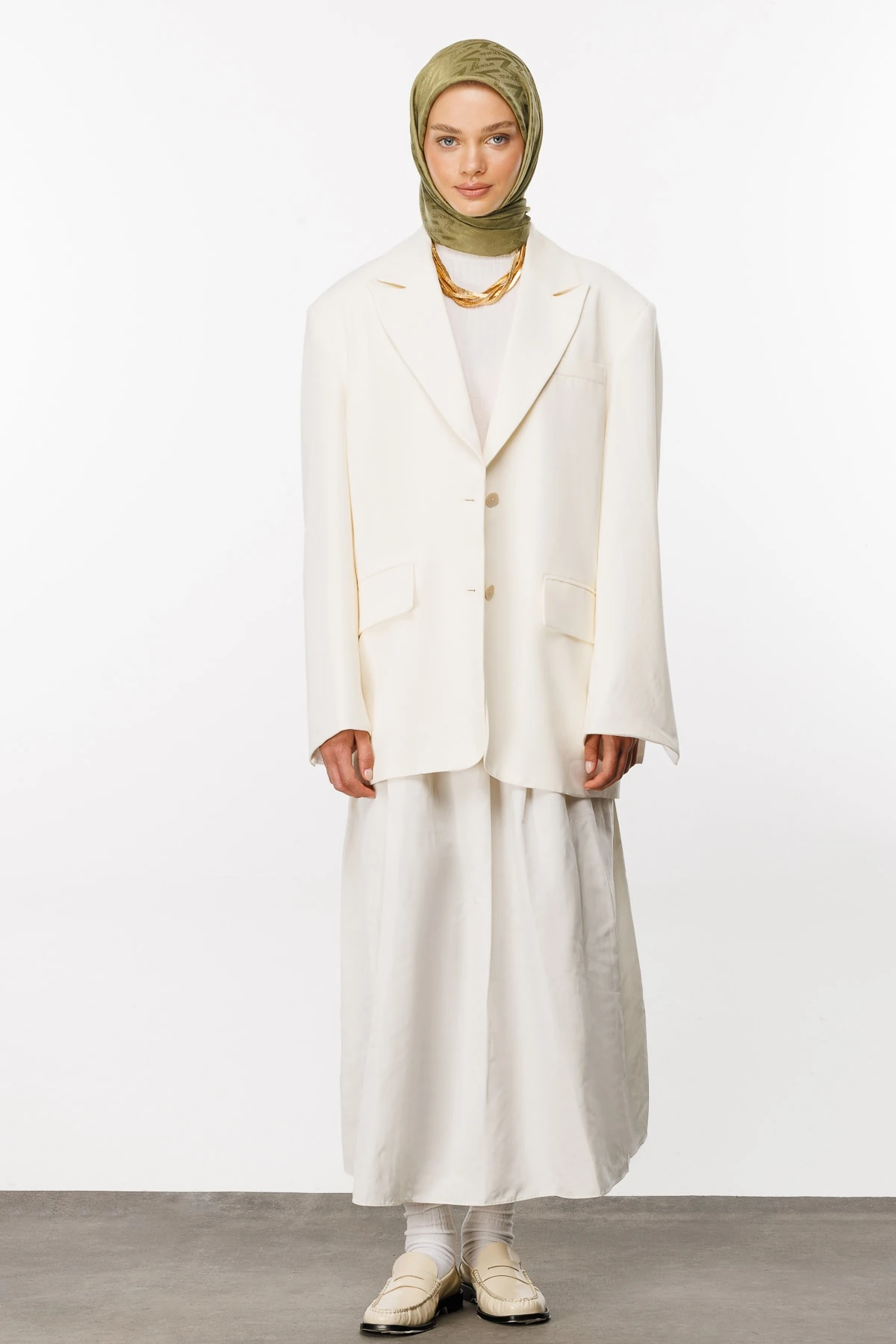 Luxury Jacquard Scarf - Soft Green