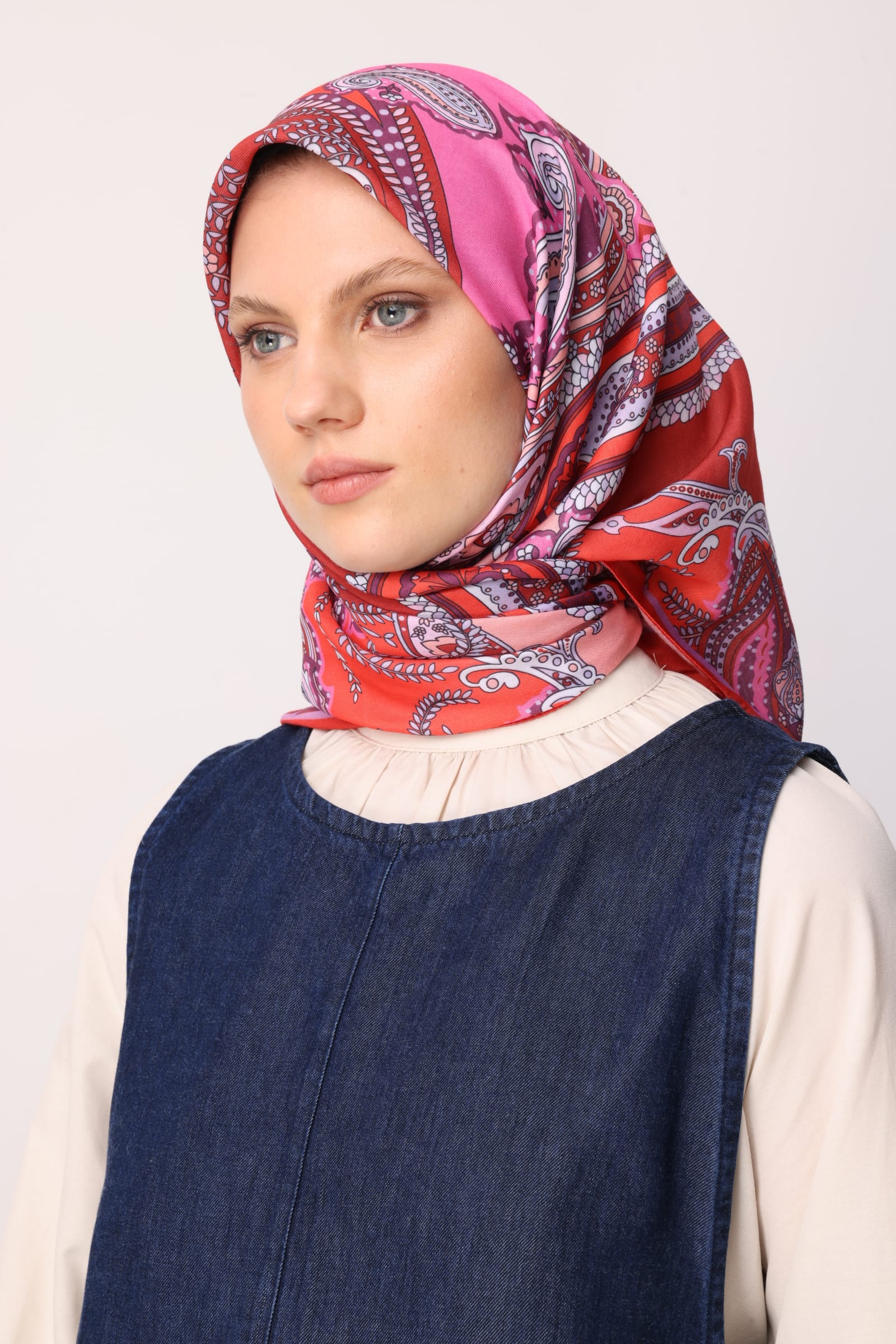 Toptan Virel Desen Pamuk Eşarp - Bordo