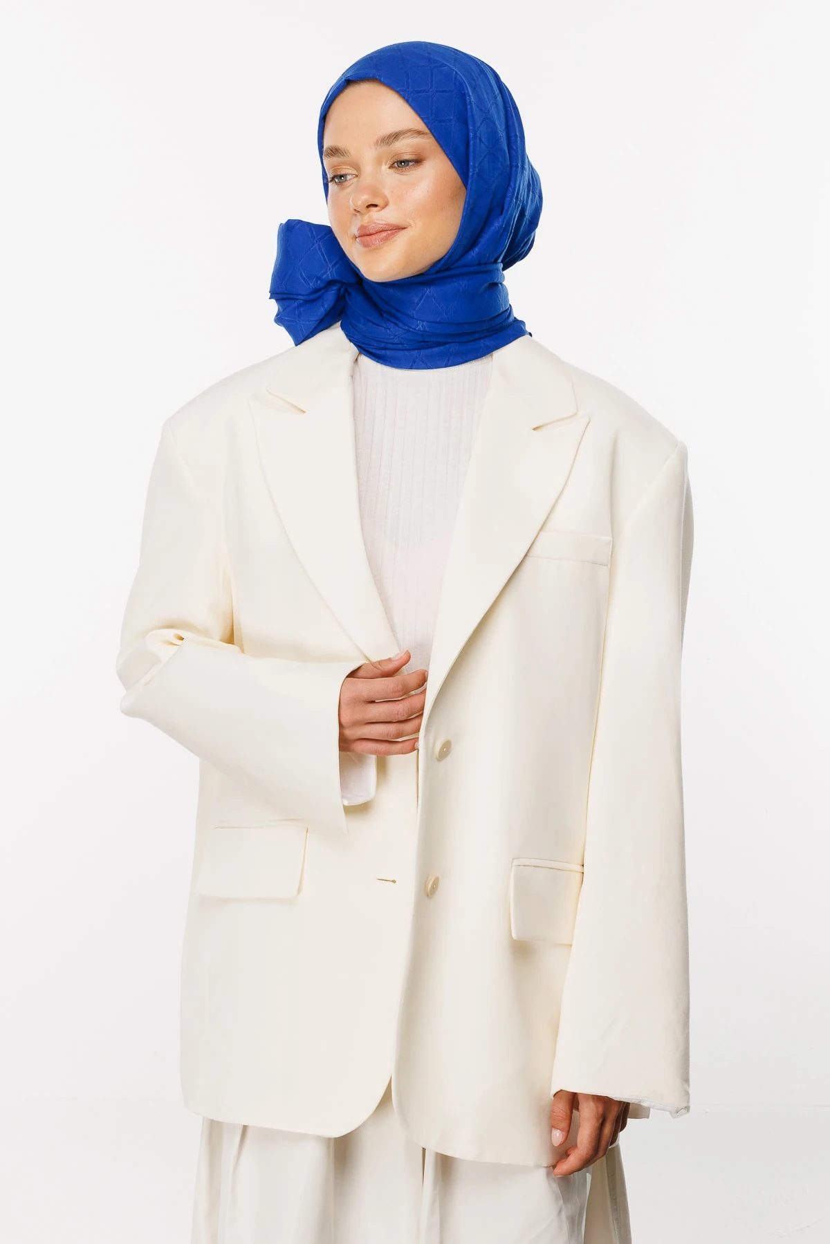 Bamboo Jacquard Shawl - Saxe Blue