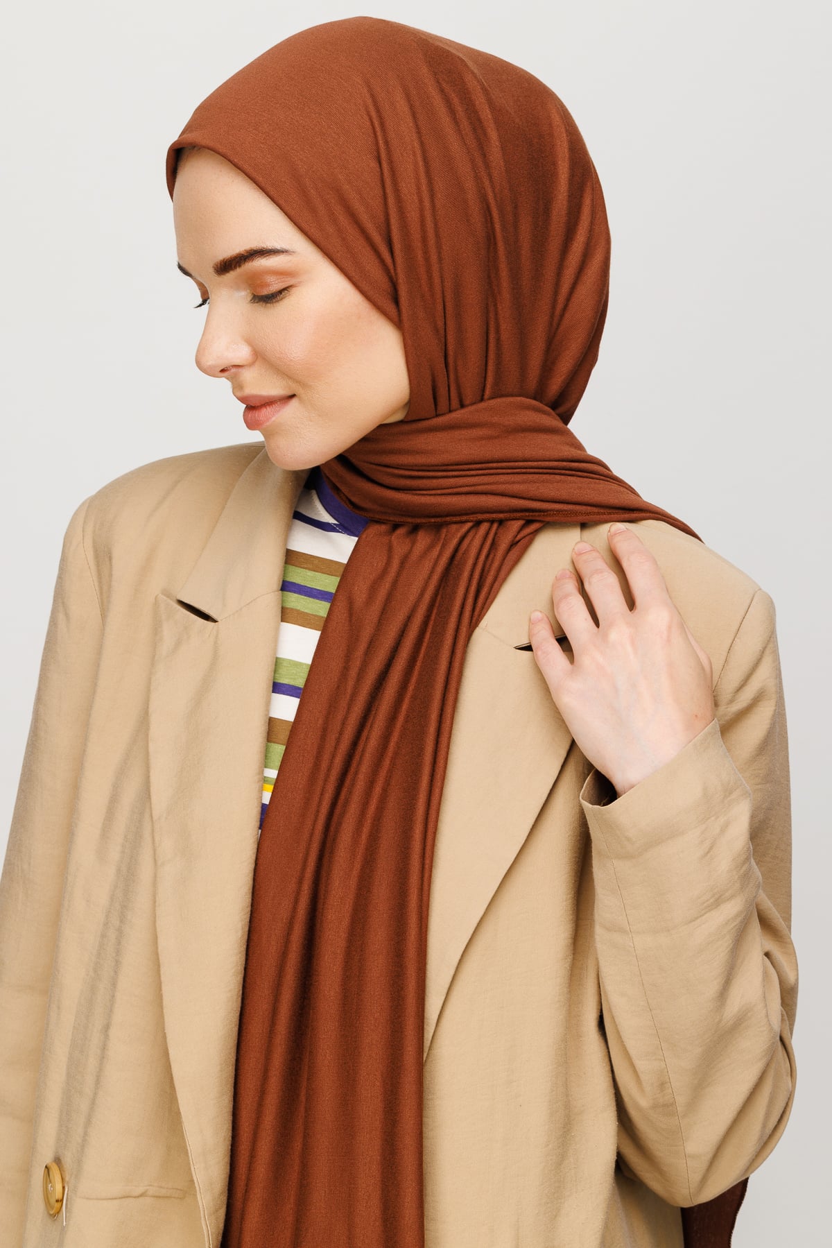 Toptan Penye Şal - Koyu Kahverengi