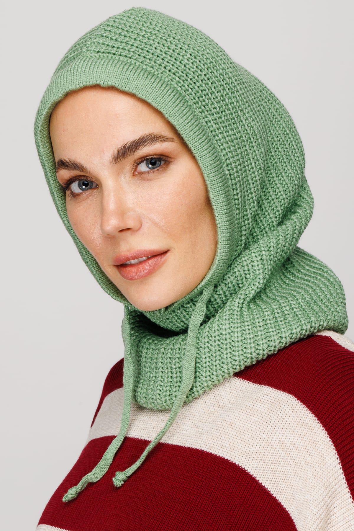 Toptan Balaclava Triko Başlık - Mint Yeşili