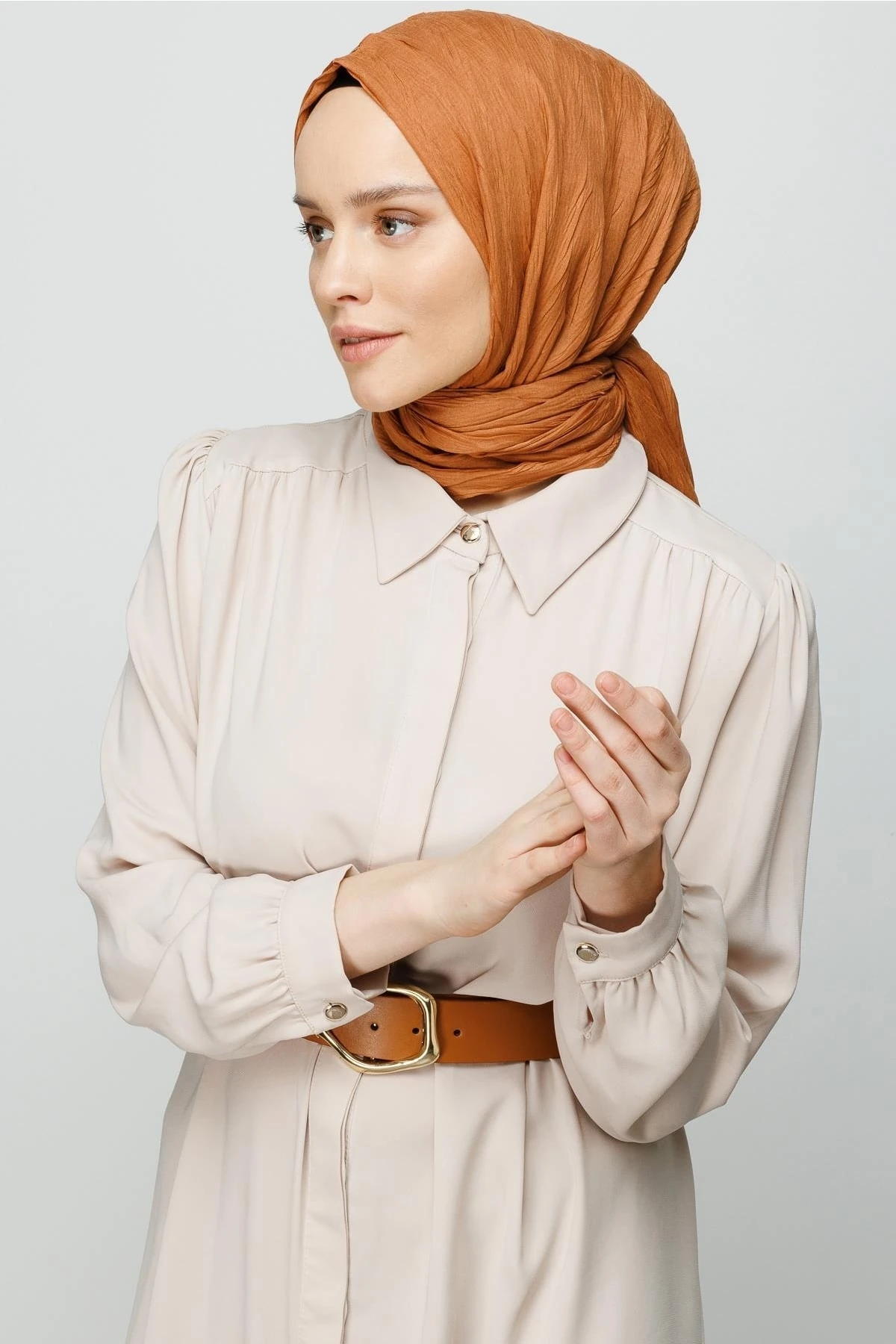 Pleated Bamboo Shawl - Peach