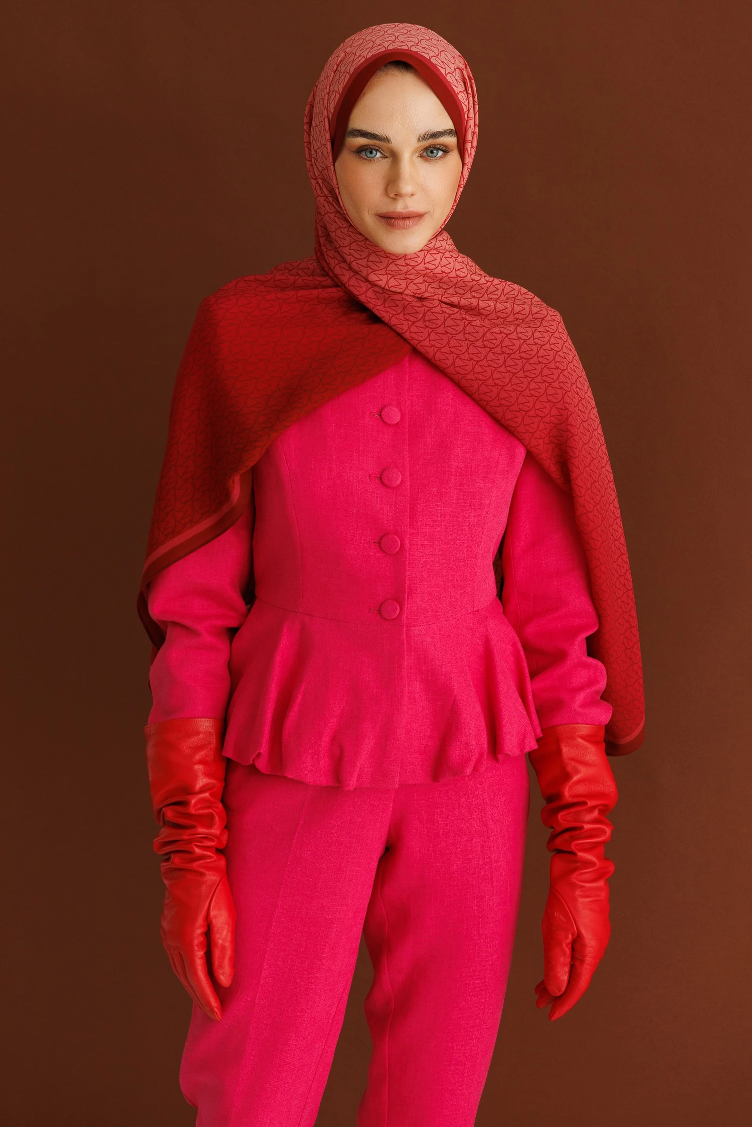 Wholesale Monogram Hebei Silk Shawl - Claret Red