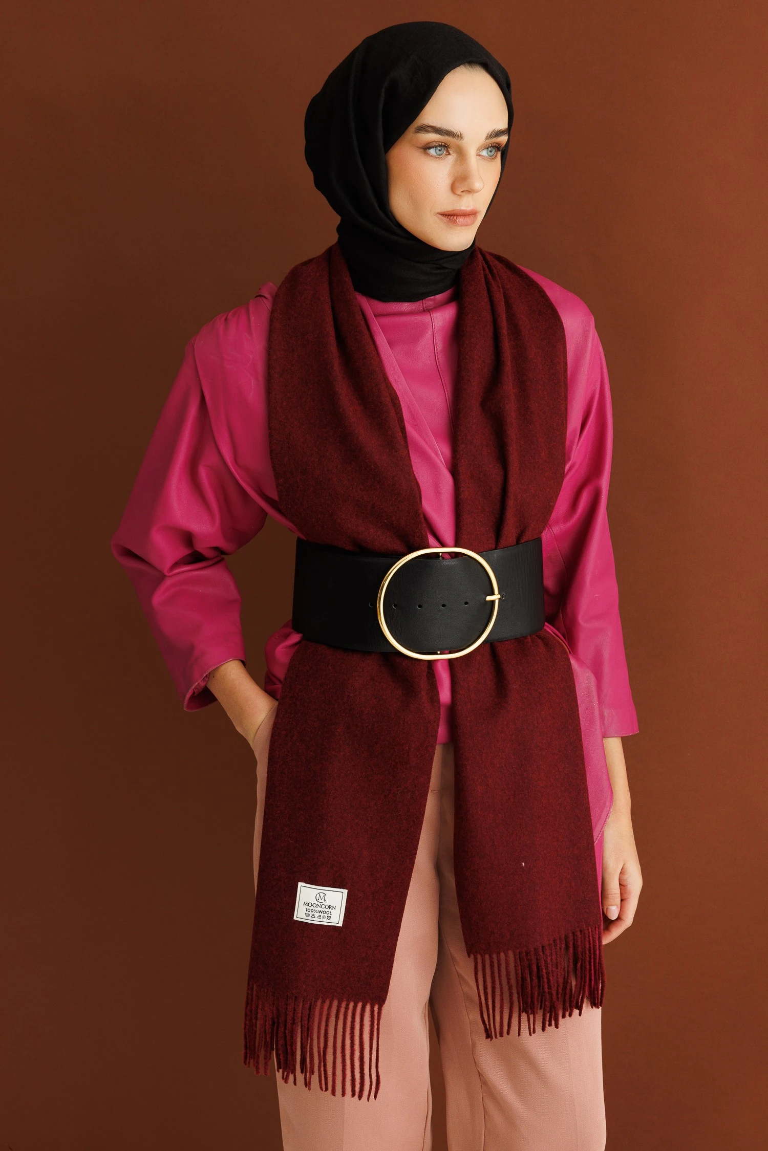 Wholesale Wool Muffler - Claret Red