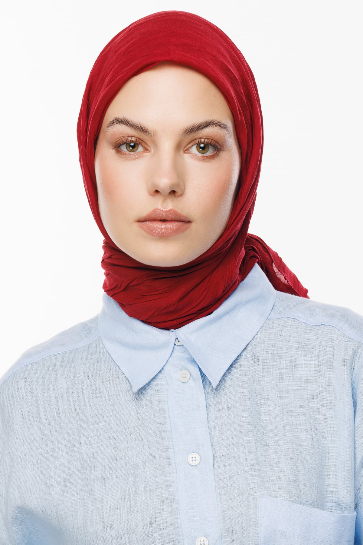 Pleated Bamboo Scarf - Claret Red