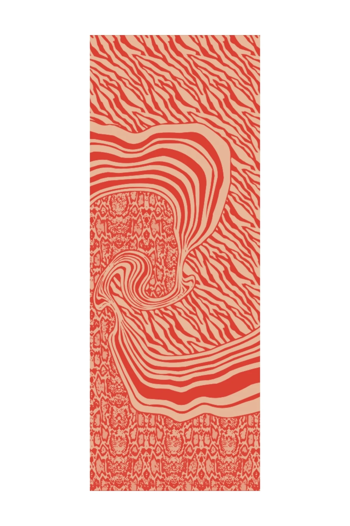 Riad-Pattern Reversible Shawl - Mink-Red