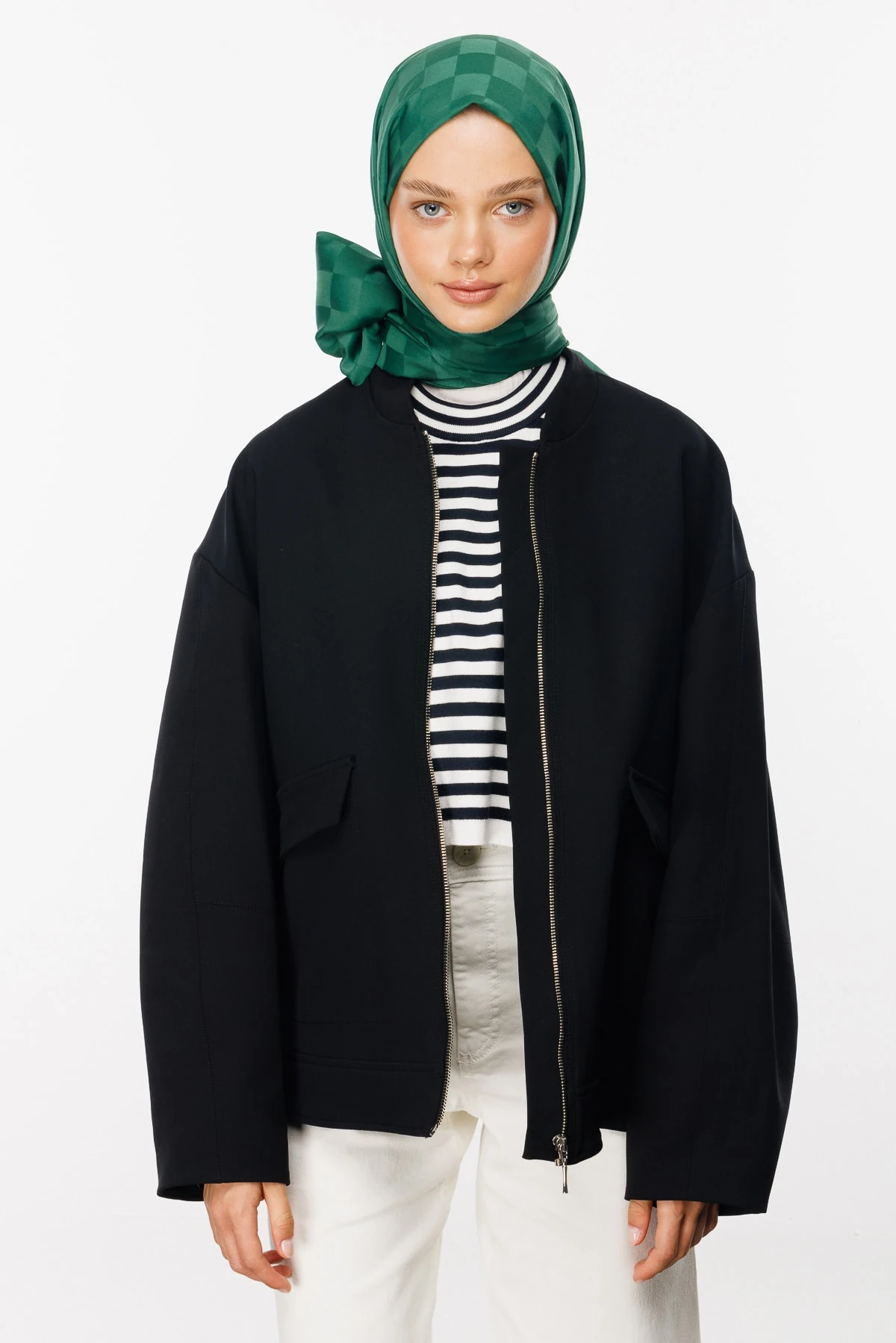 Toptan Dama Desen İpeksi Jakar Şal - Yeşim