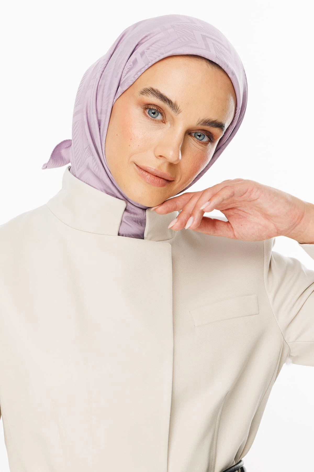 Toptan Viora Desen İpeksi Jakar Eşarp - Lila