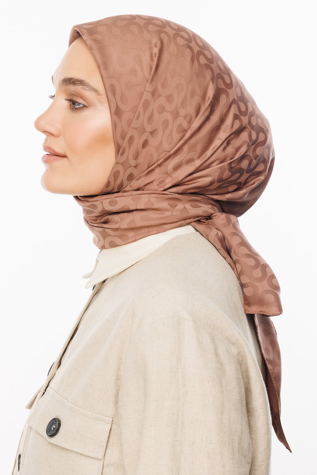 Moon Pattern Silky Jacquard Scarf - Yalı