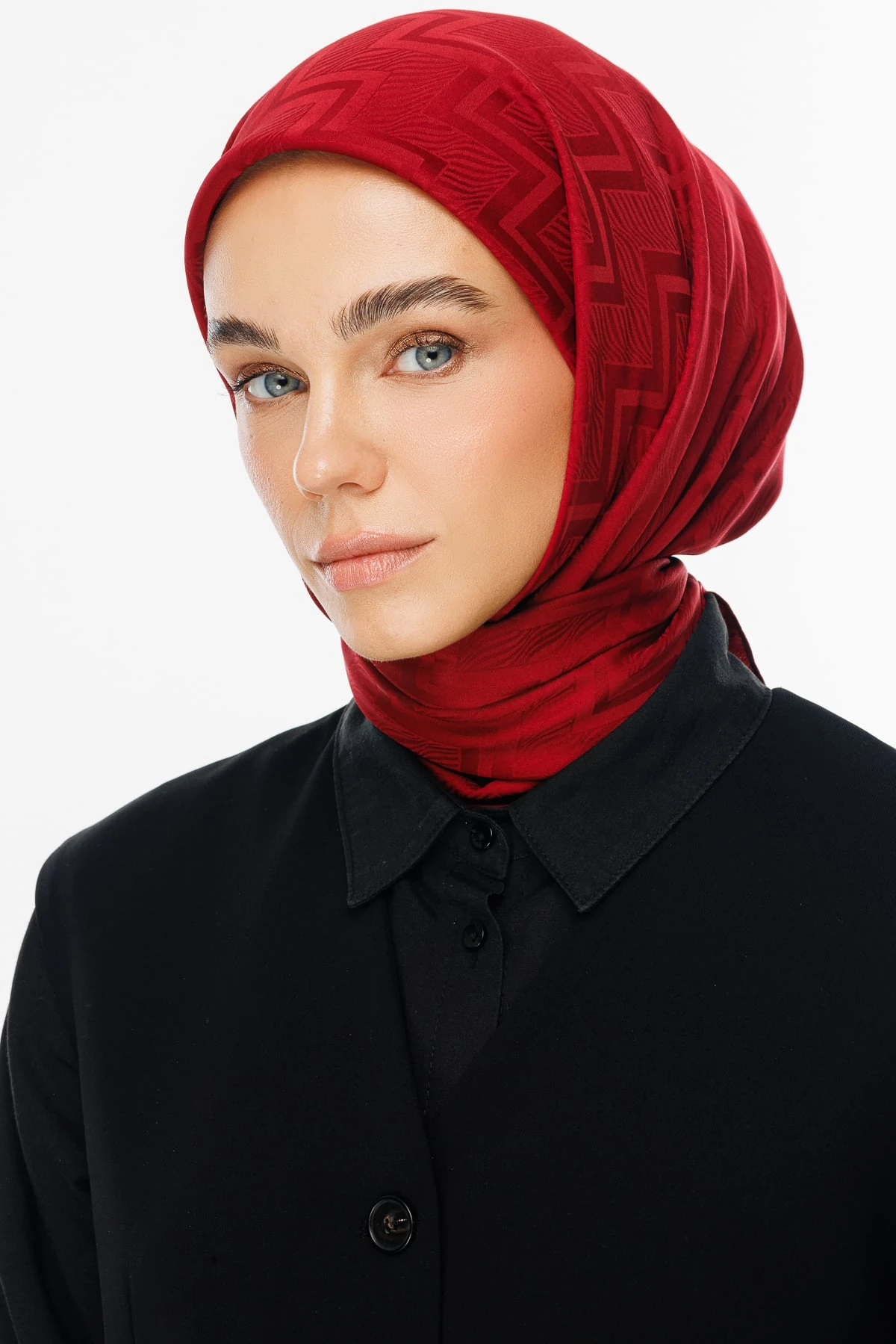 Viora Pattern Silky Jacquard Scarf - Cherry Rot