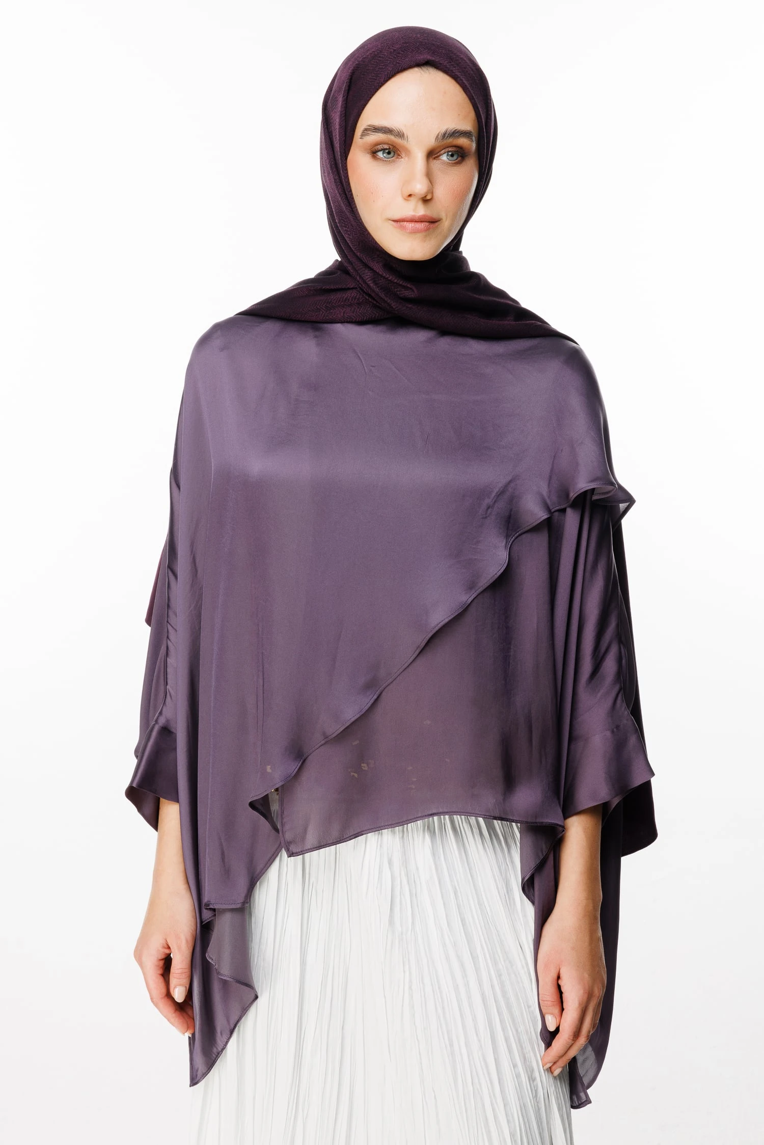 Toptan Sahra Desen Çift Taraflı Şal - Mor-Siyah