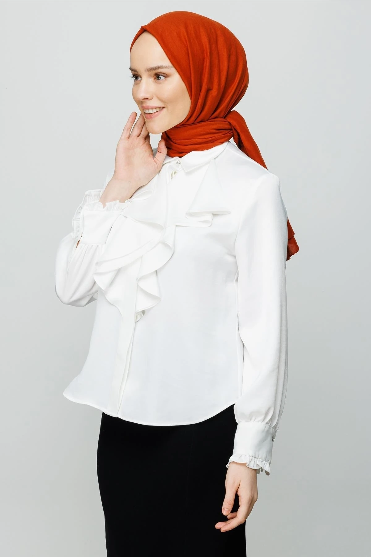 Toptan Pamuk Kraş Şal - Kiremit