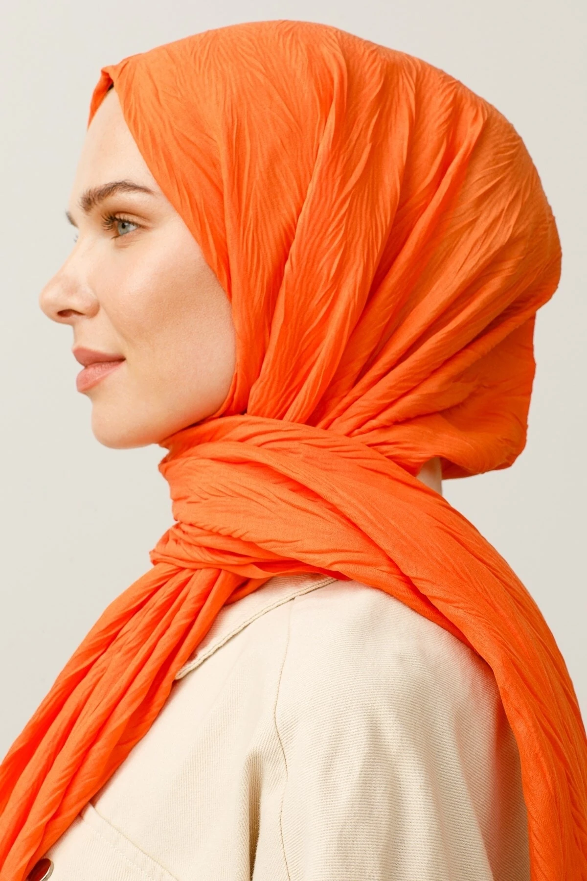 Pleated Bamboo Shawl - Orange
