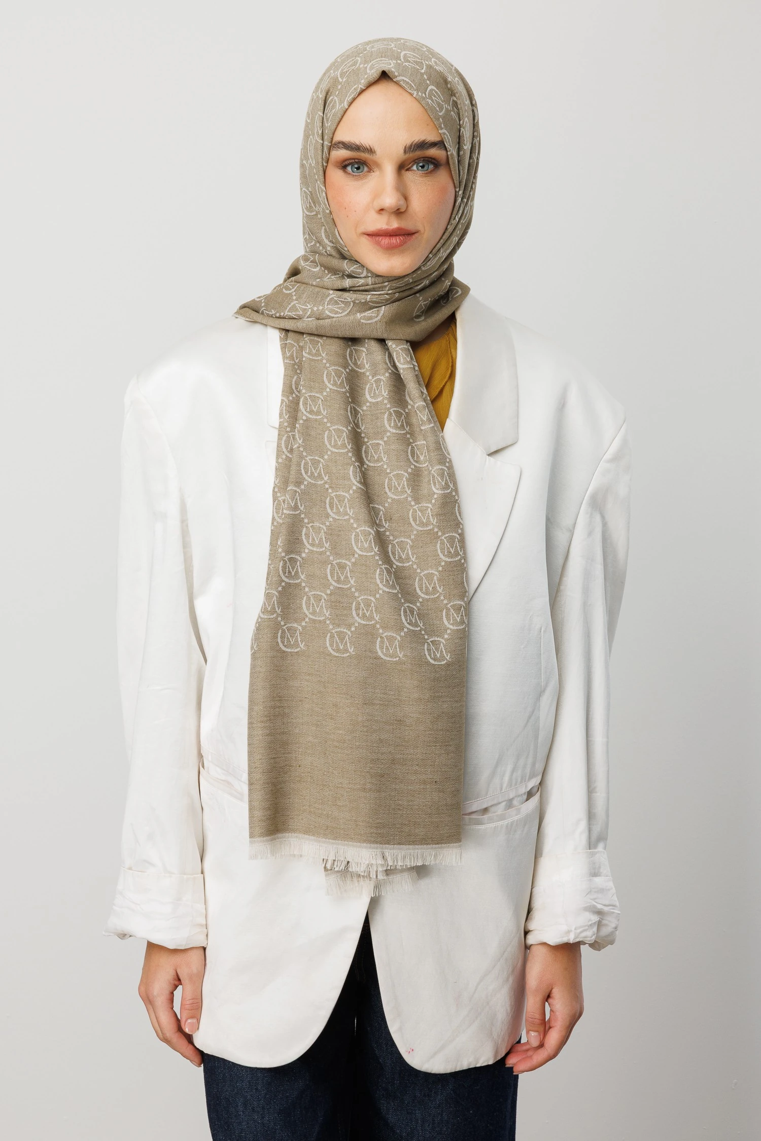 Toptan Yün İpek Şal - Soft Haki