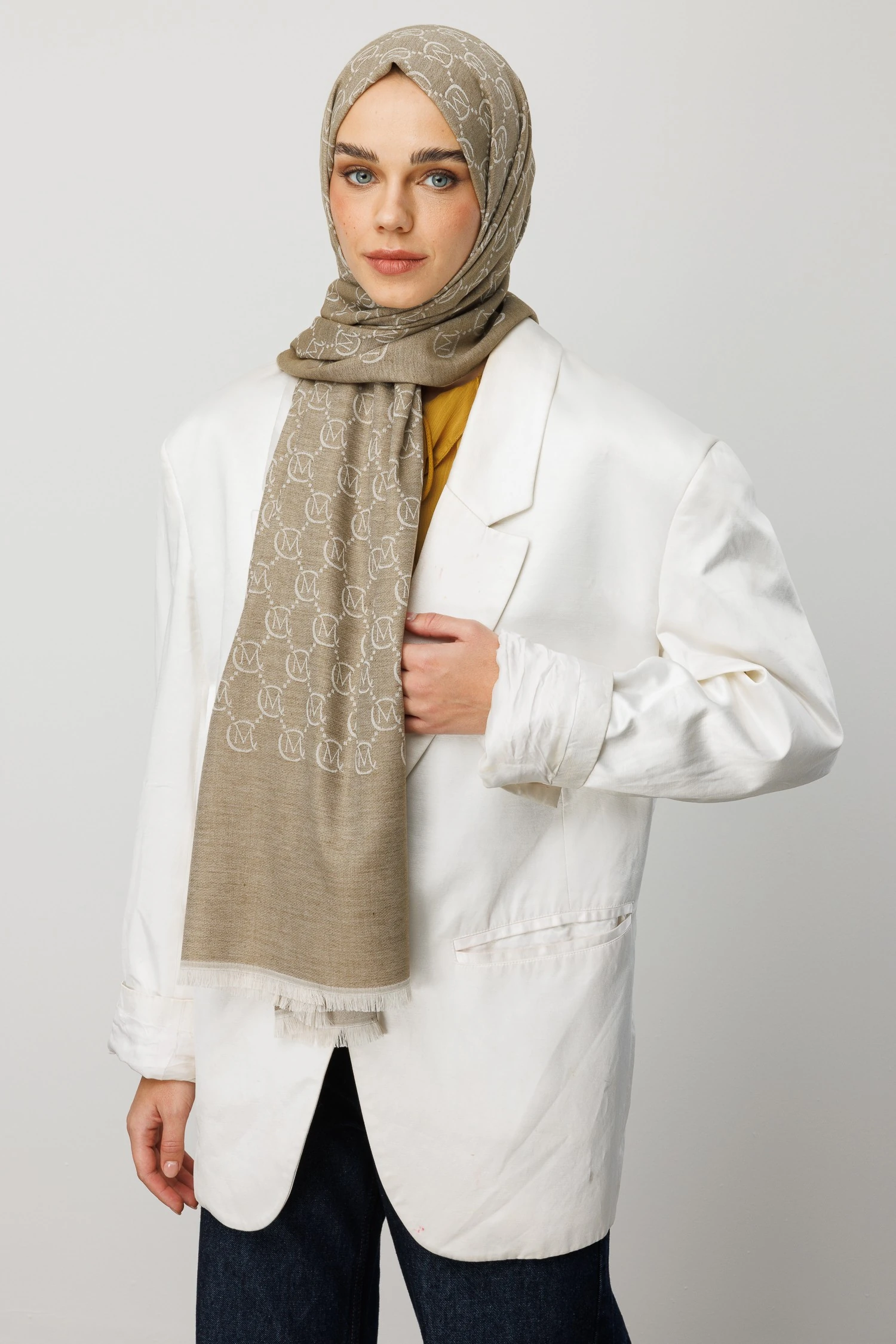 Toptan Yün İpek Şal - Soft Haki