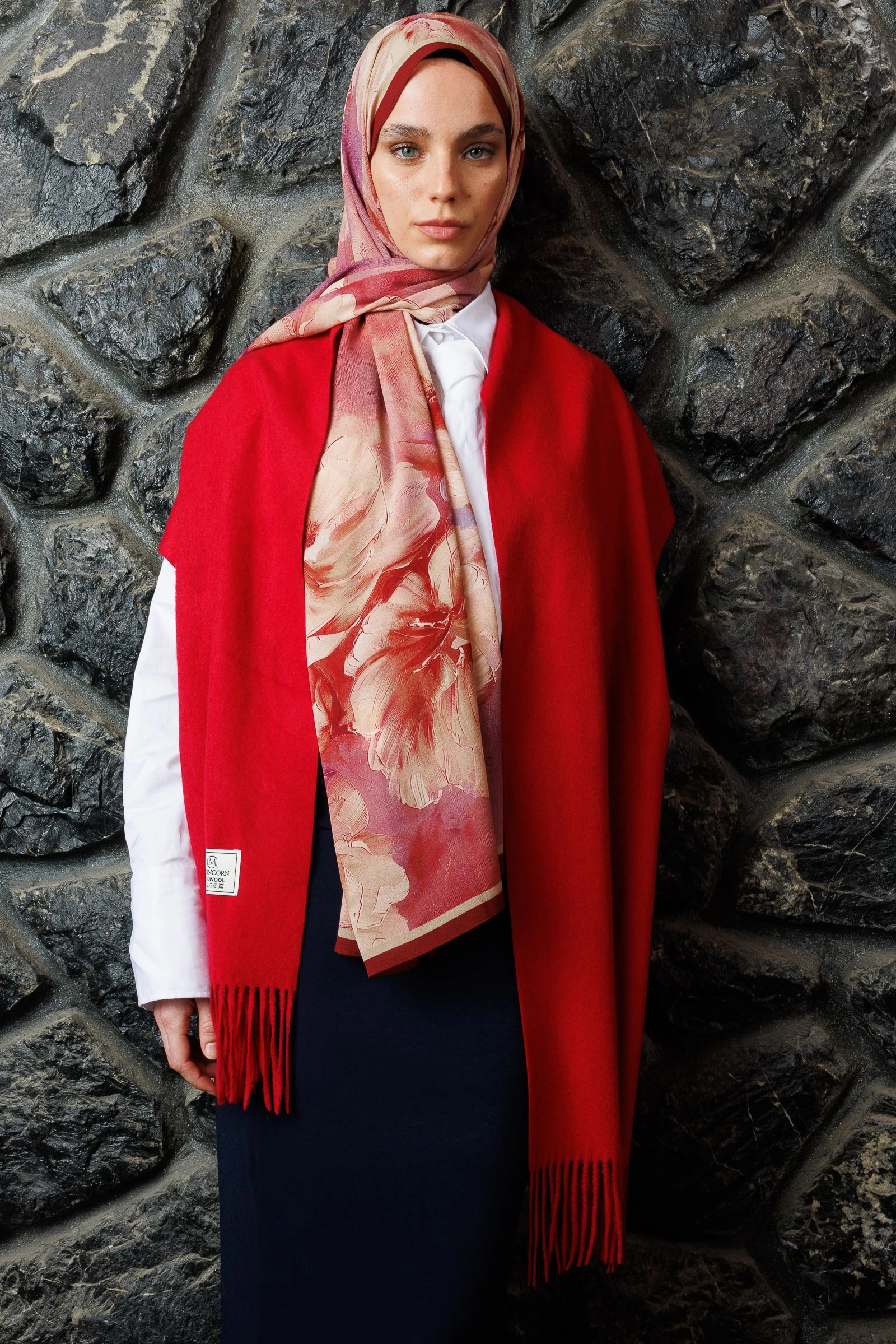 Toptan Rose Desen Hebei İpek Şal - Bordo