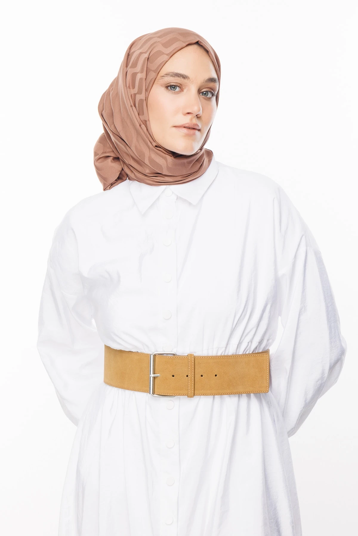 Wave-Pattern Silky Jacquard Shawl - Yalı