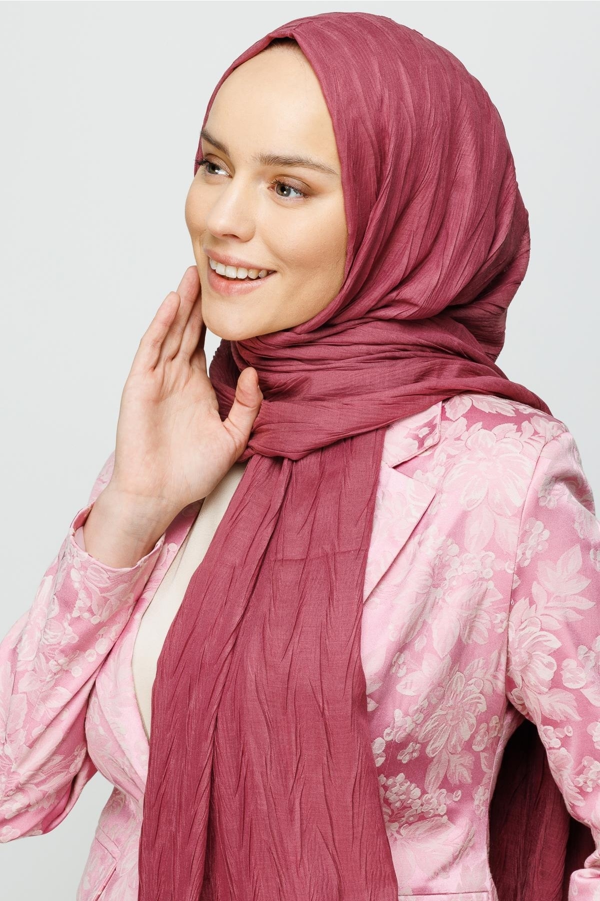 Toptan Piliseli Bambu Şal - Gül Kurusu