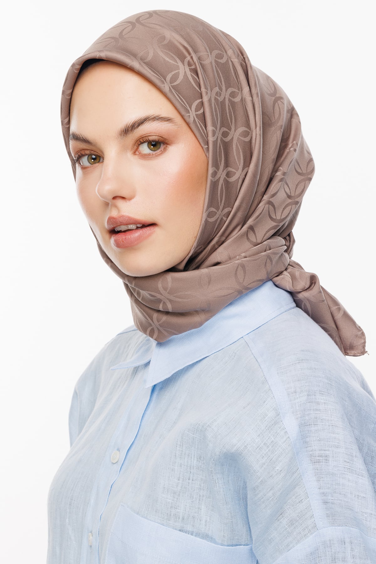 London Pattern Silky Jacquard Scarf - Canyon