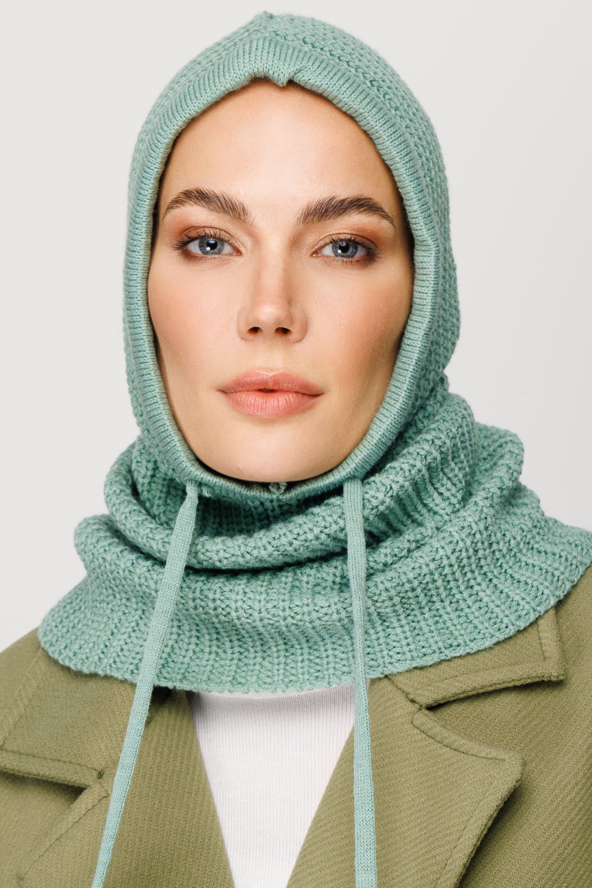 Toptan Balaclava Triko Başlık - Su Yeşili